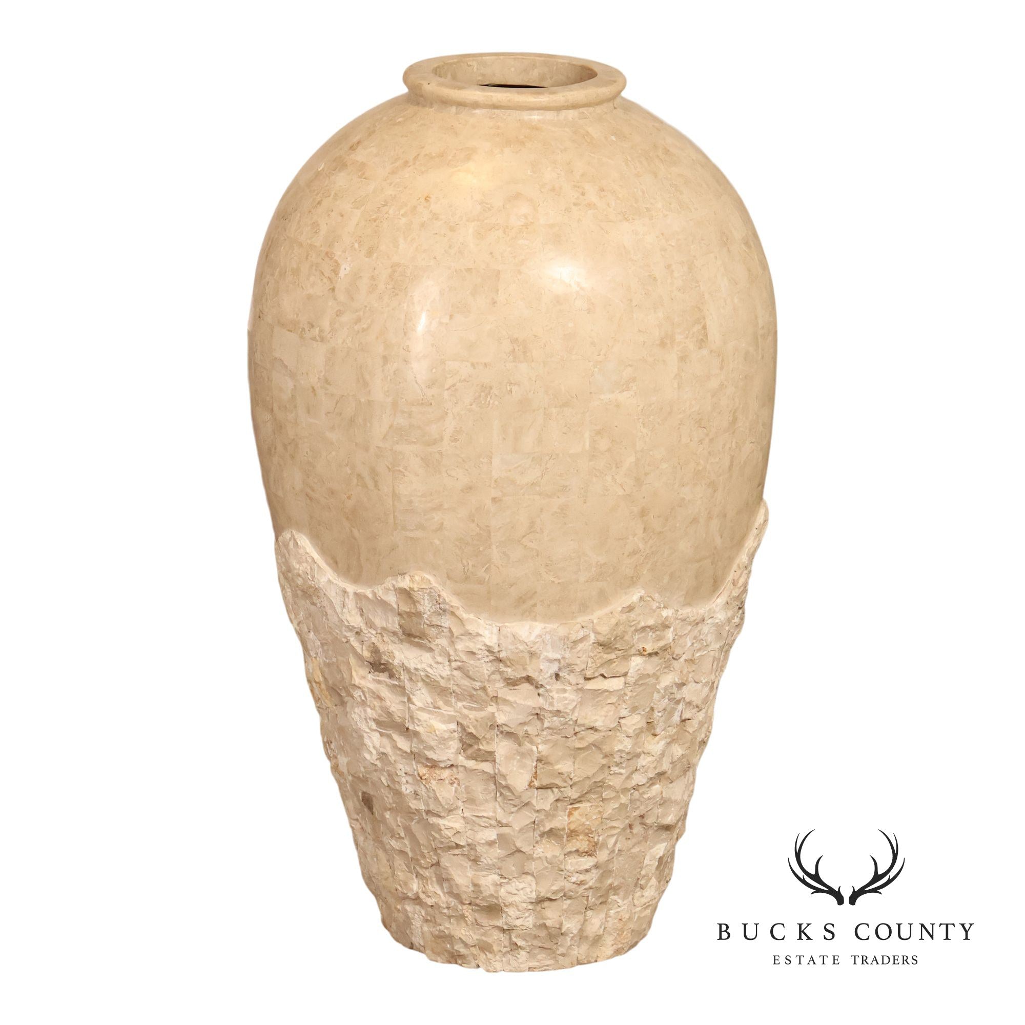 Contemporary Tessellated Stone Floor Vase
