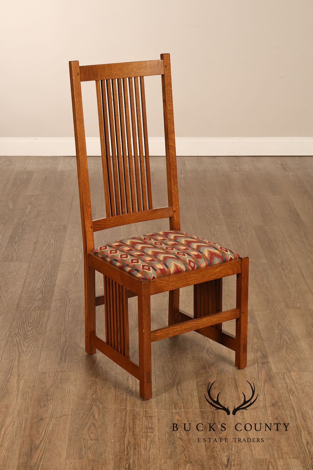 Stickley Mission Collection Set Of Six Oak High Back Spindle Dining Chairs