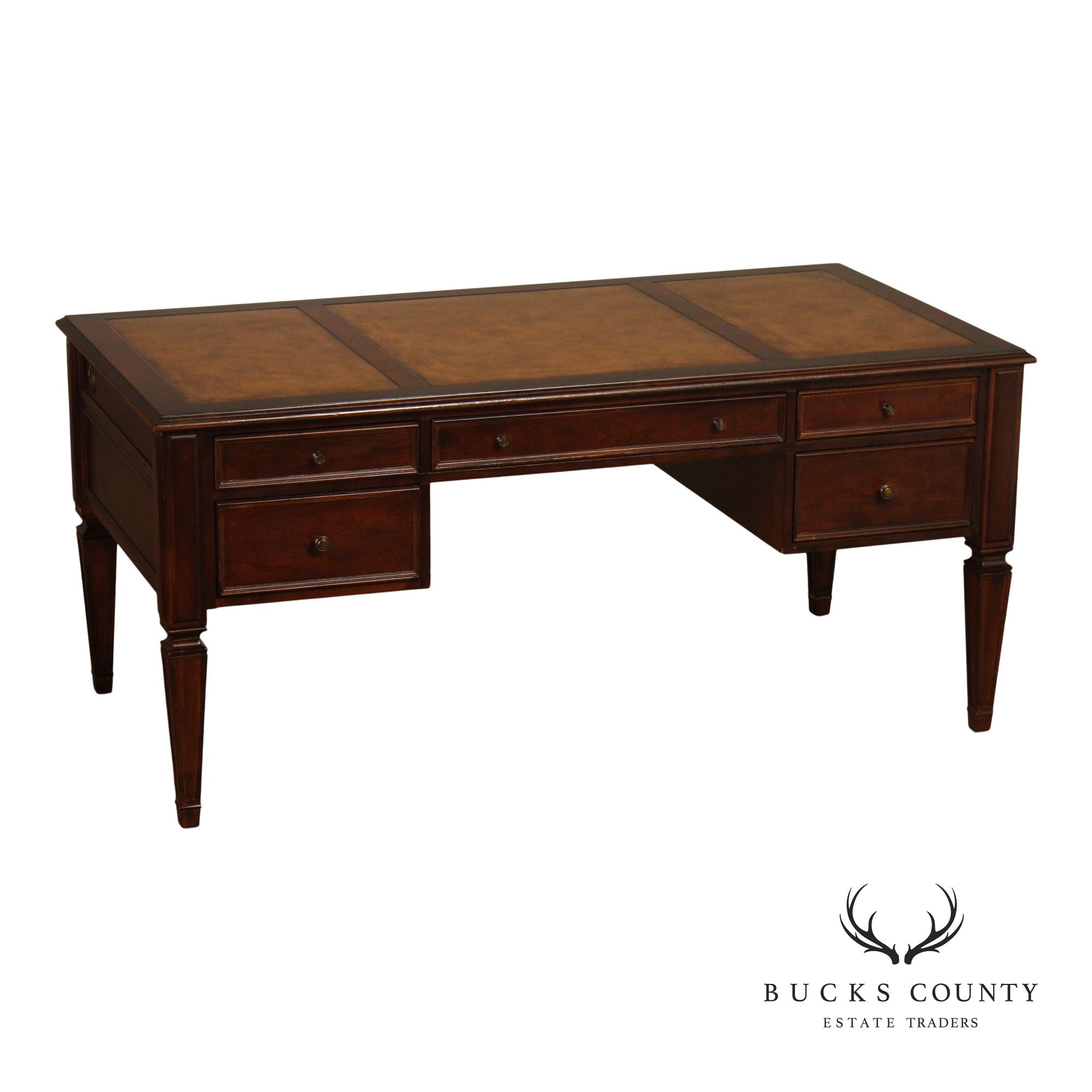 Ethan Allen Leather Top Cherry 'Buckley' Executive Desk