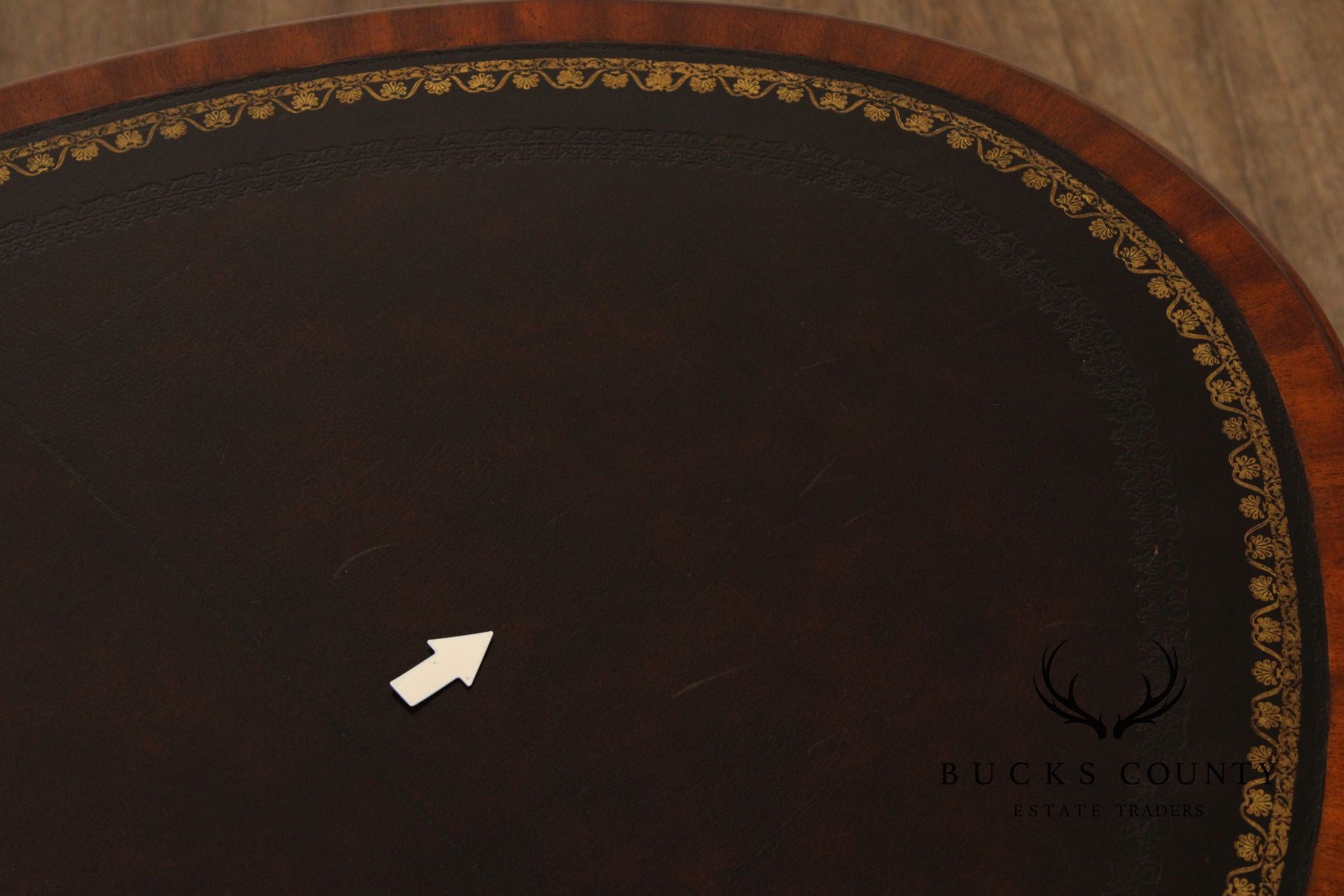 Maitland Smith Georgian Style Leather Top Mahogany Oval Desk