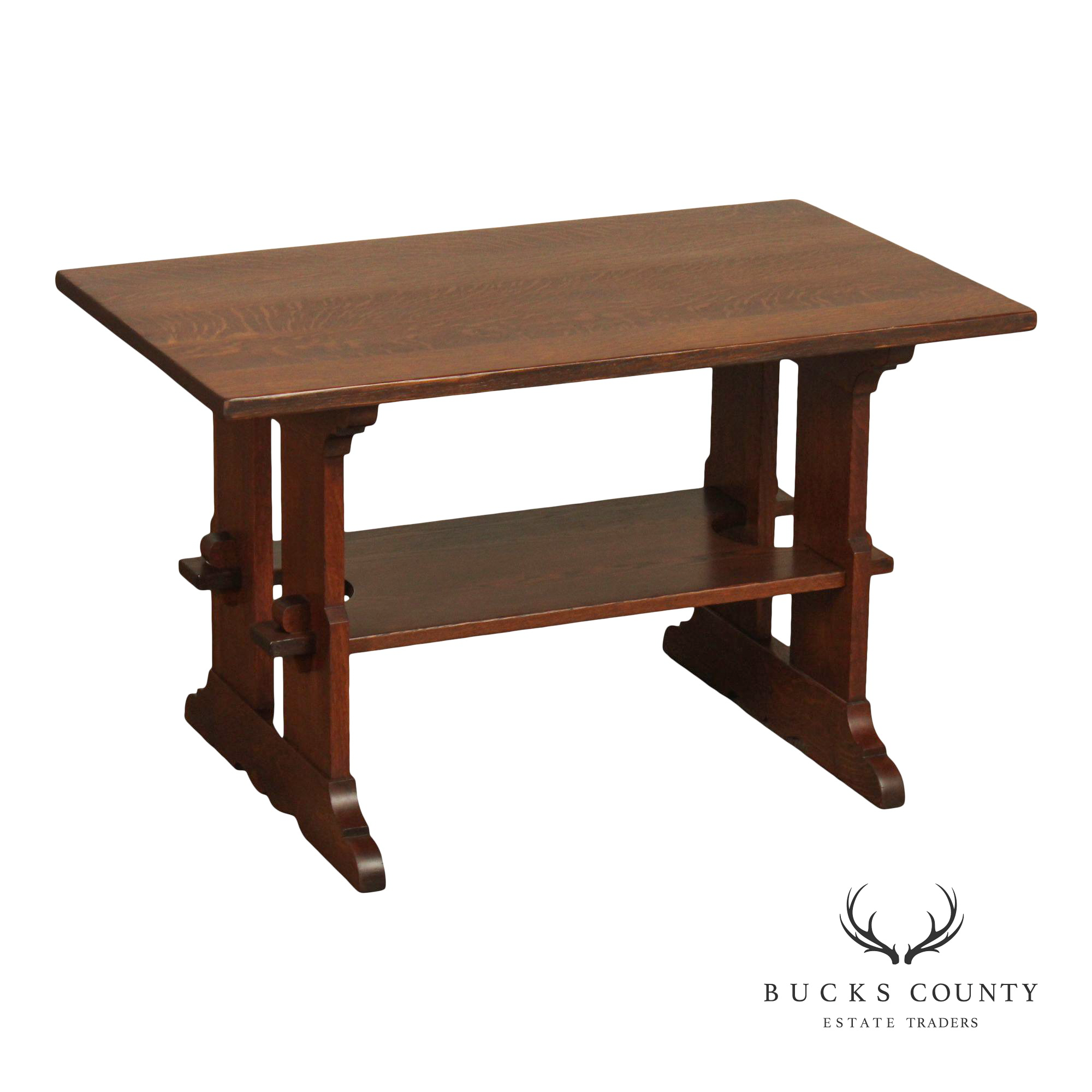 L. & J.G. Stickley Antique Mission Oak Trestle Table #593