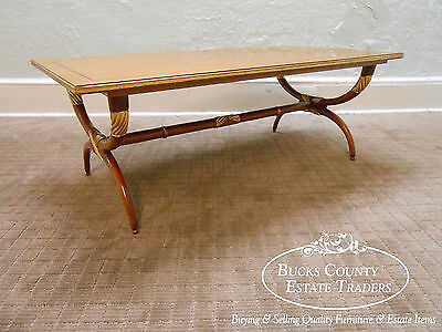 High Quality French Regency Directoire X Base Coffee Table w/ Gilt Accents