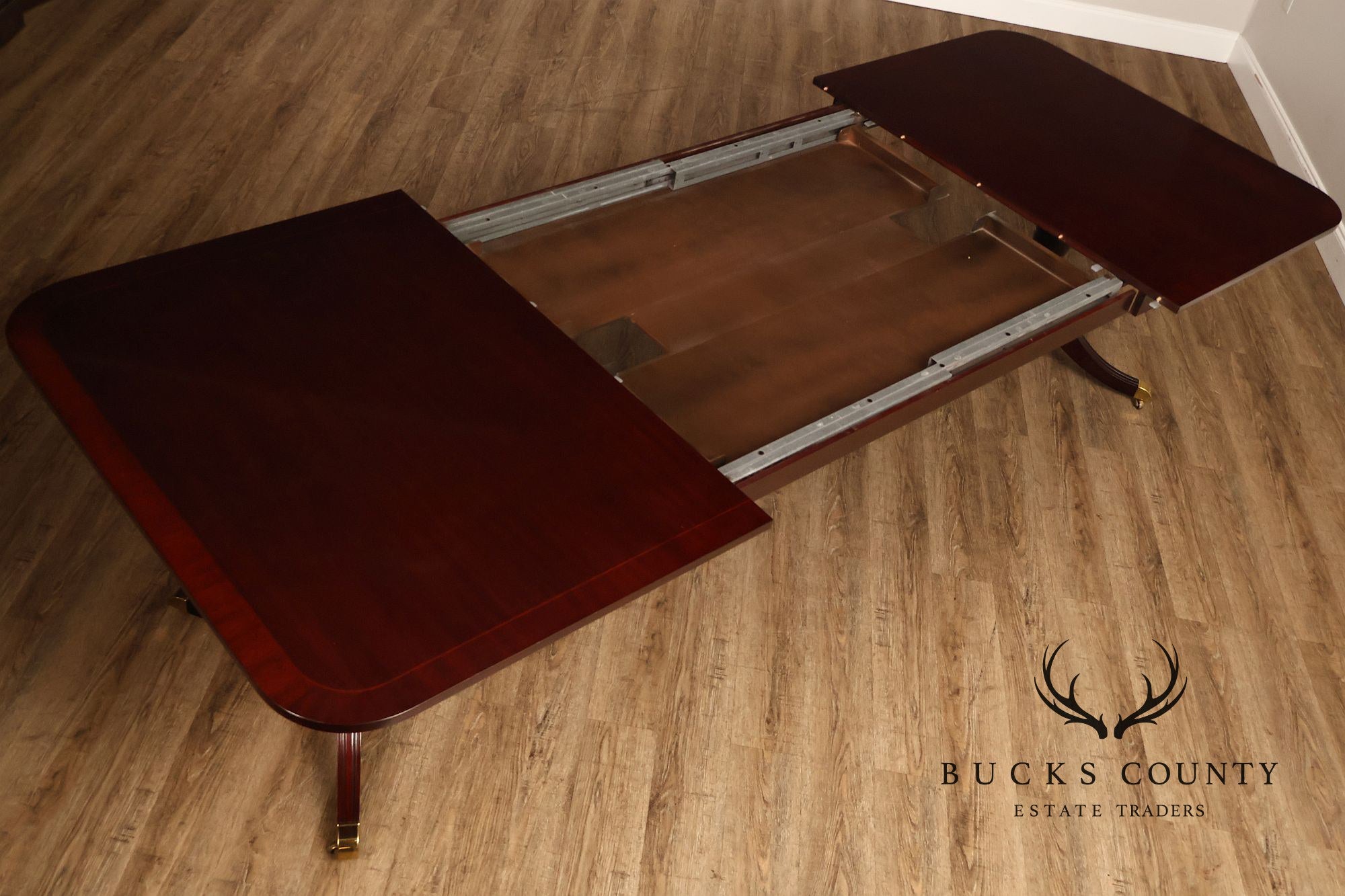 Kindel Regency Style Double Pedestal Mahogany Dining Table