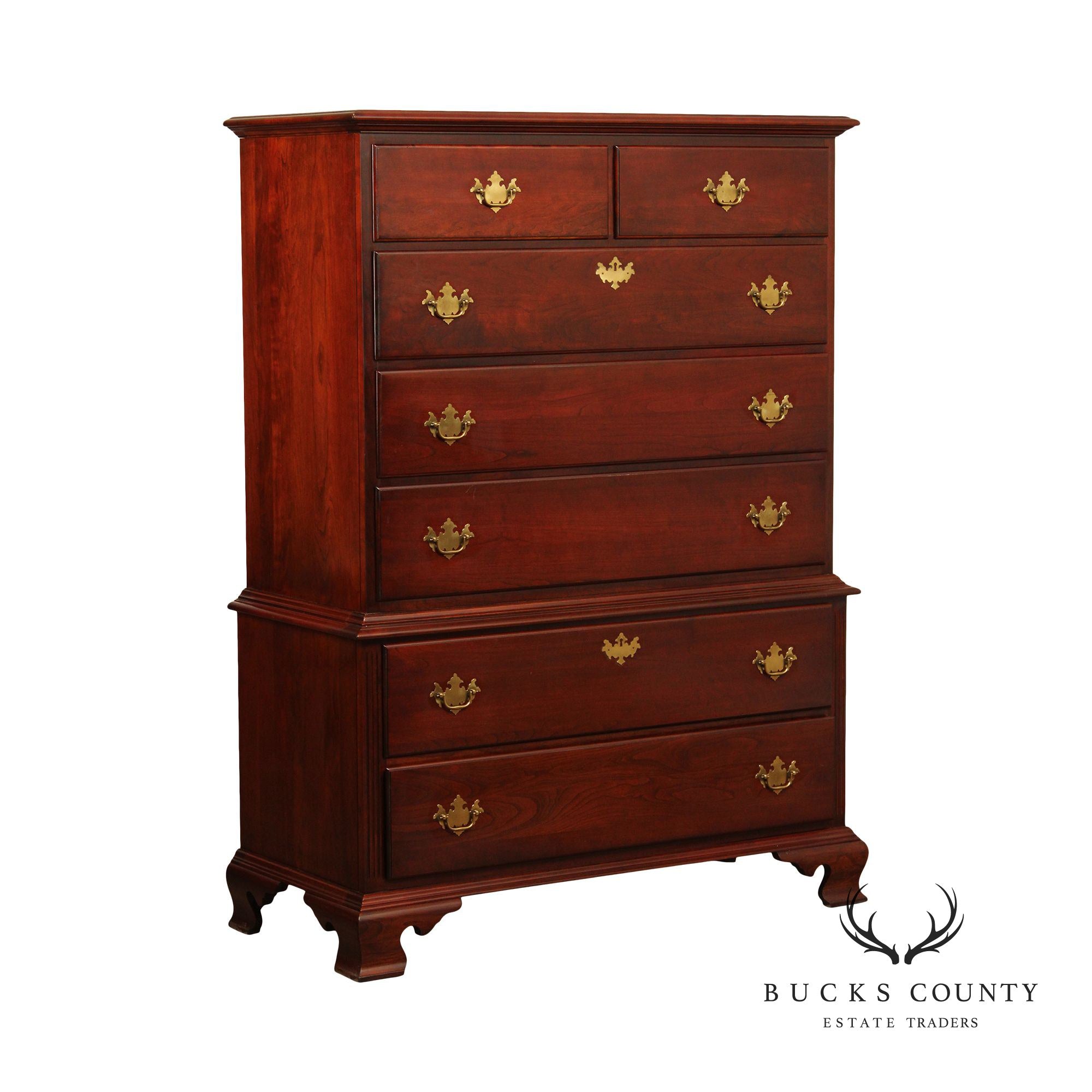 Nathan Hale Chippendale Style Vintage Cherry Tall Chest