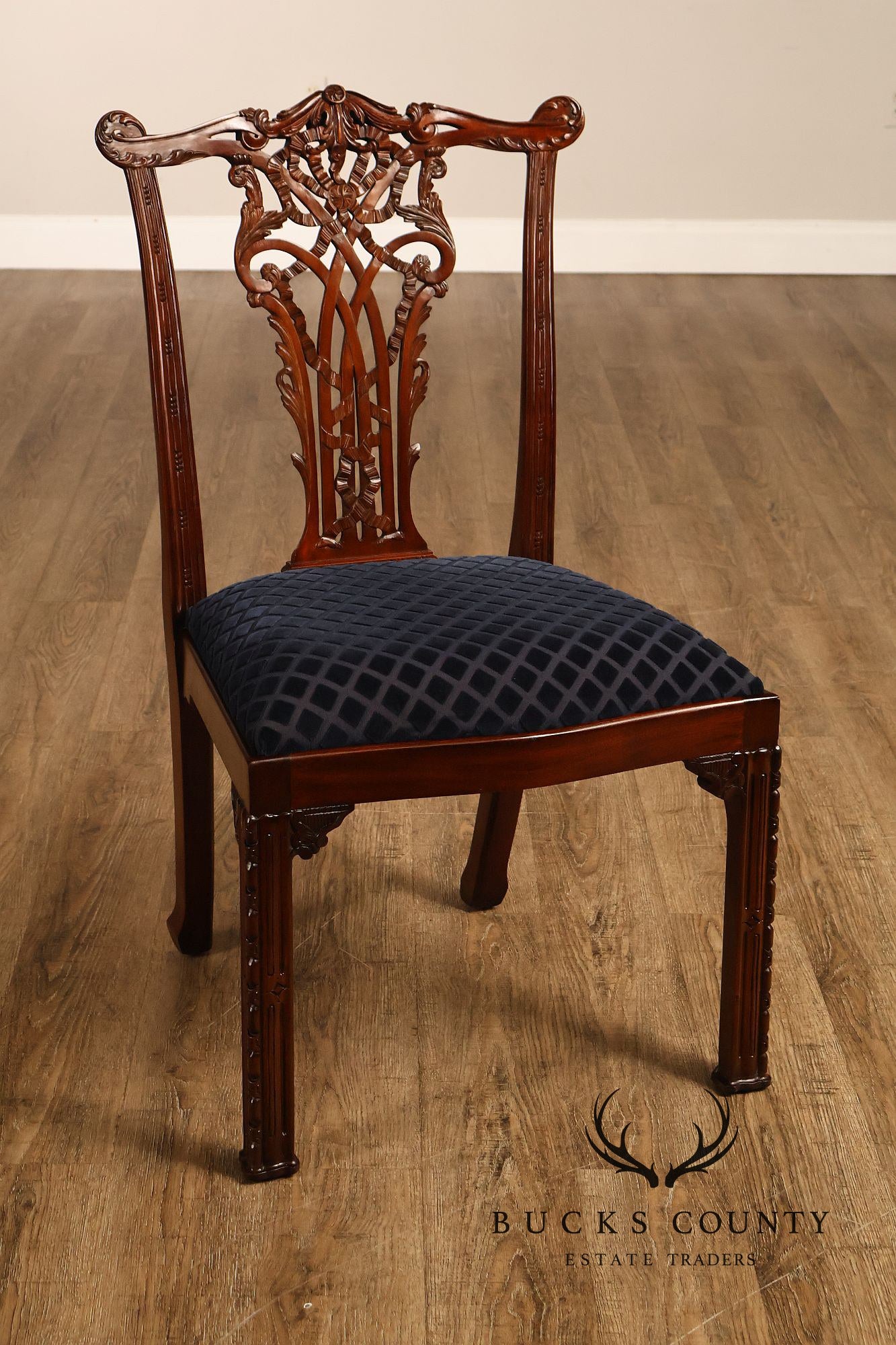 Maitland Smith Set Of 10 Chippendale Style Carved Mahogany Dining Chairs