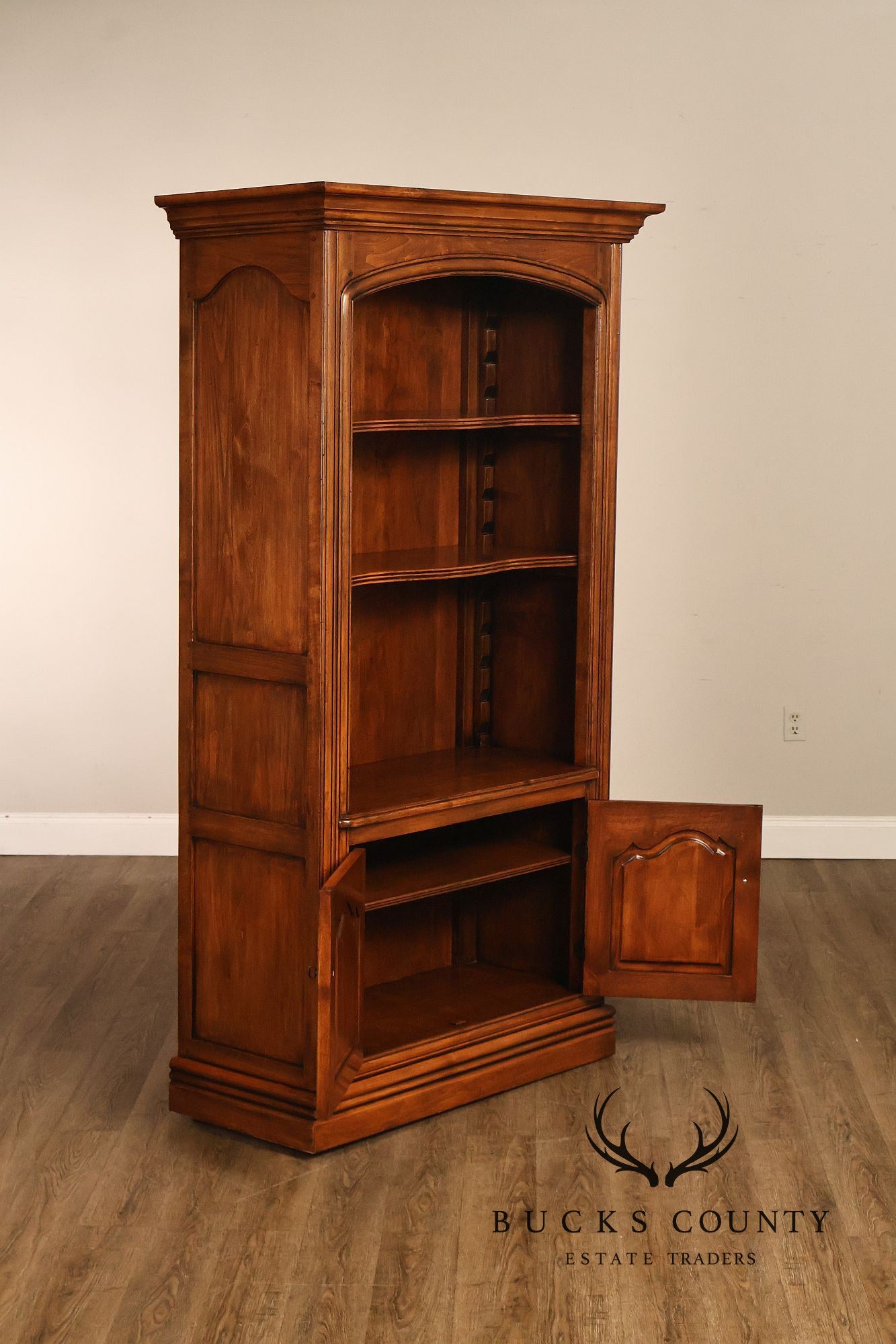 Guy Chaddock Furniture Pair Of Tall Open Bookcases With Two Door Cabinets