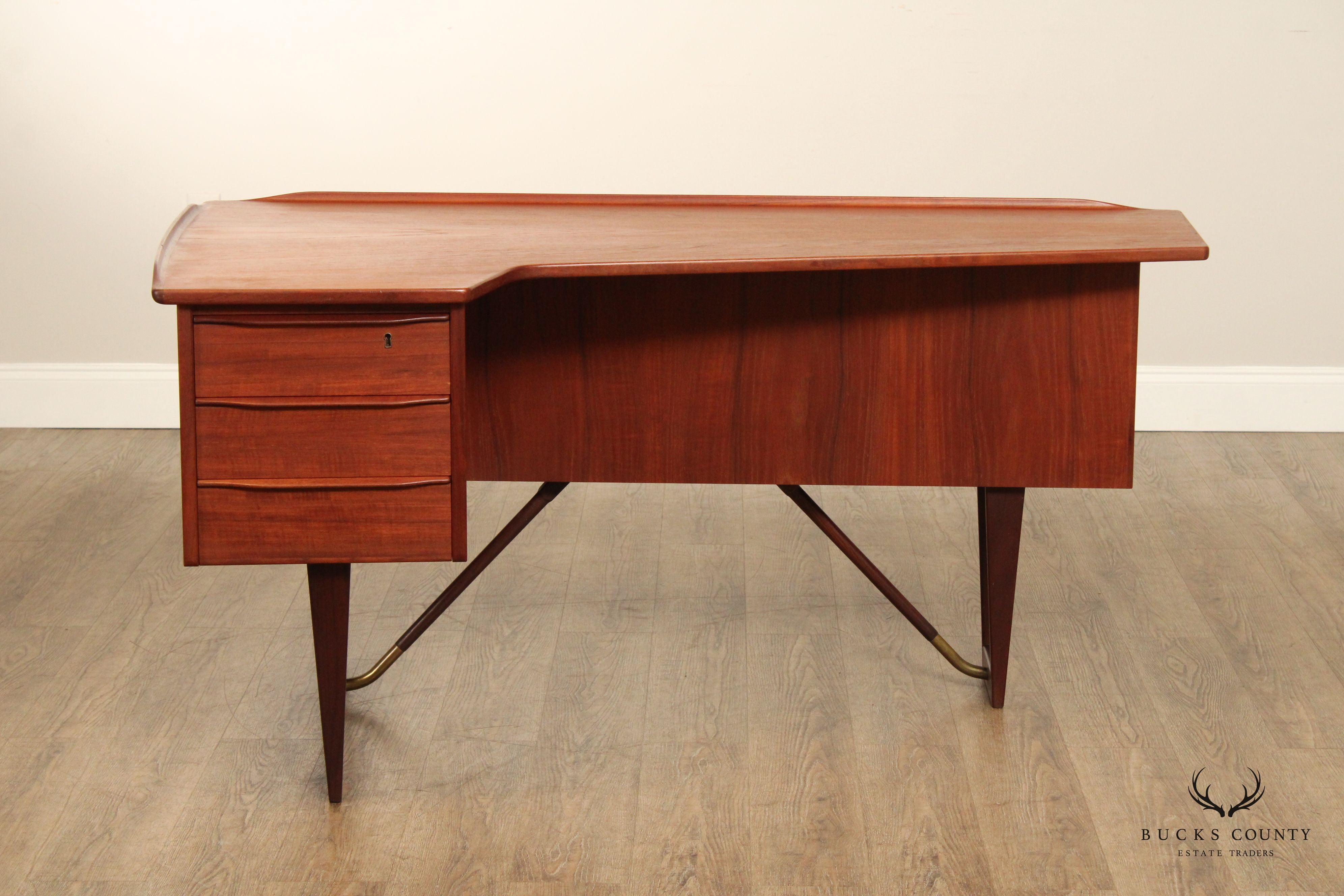 Peter Lovig Nielsen Danish Modern Teak “Boomerang” Desk