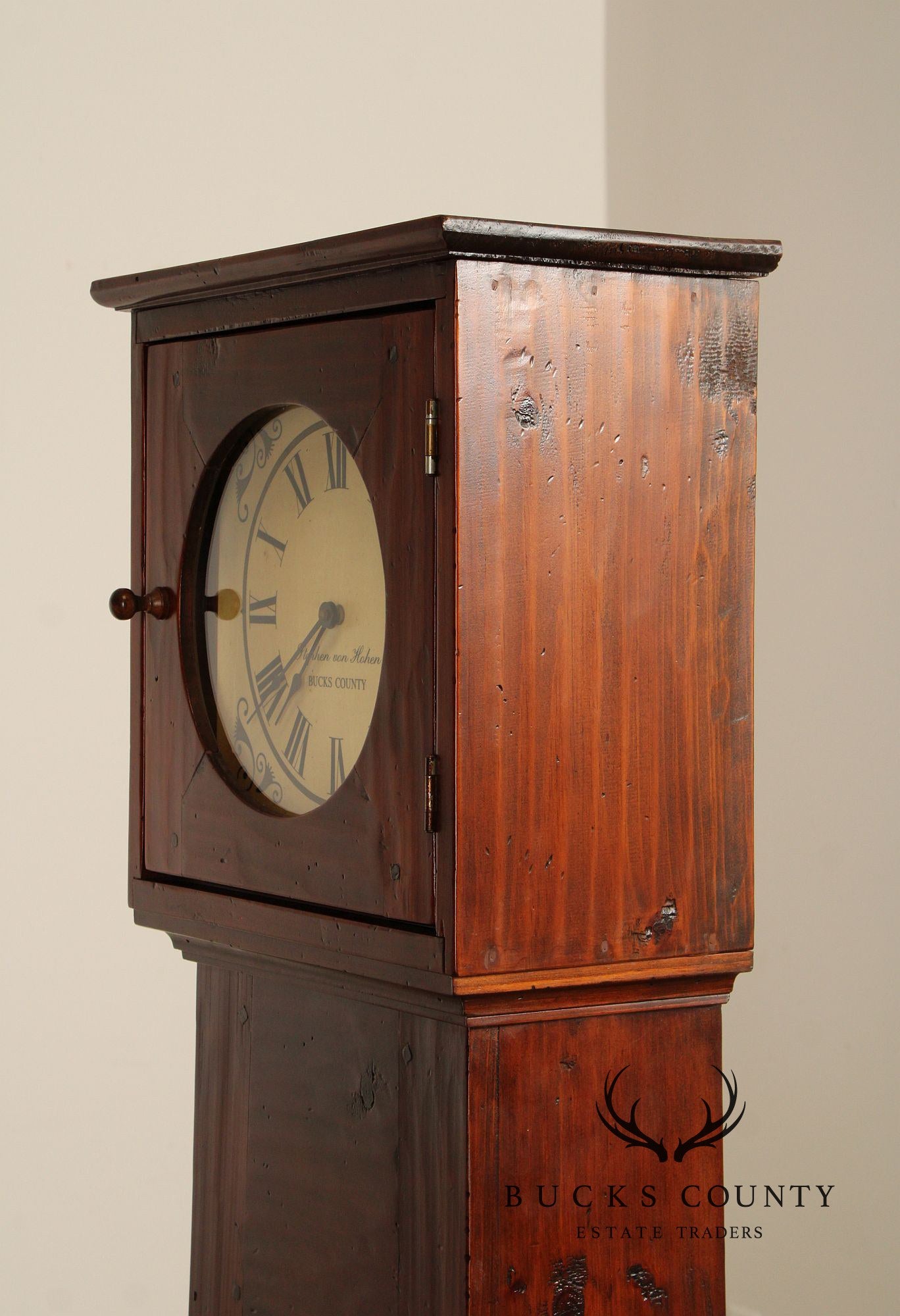 Stephen Von Hohen Bucks County Pine Grandfather Clock