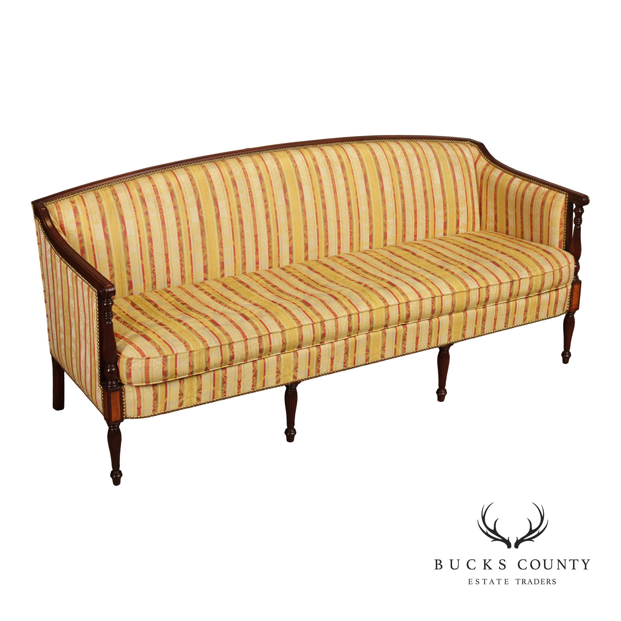Sheraton Style Upholstered Mahogany Sofa