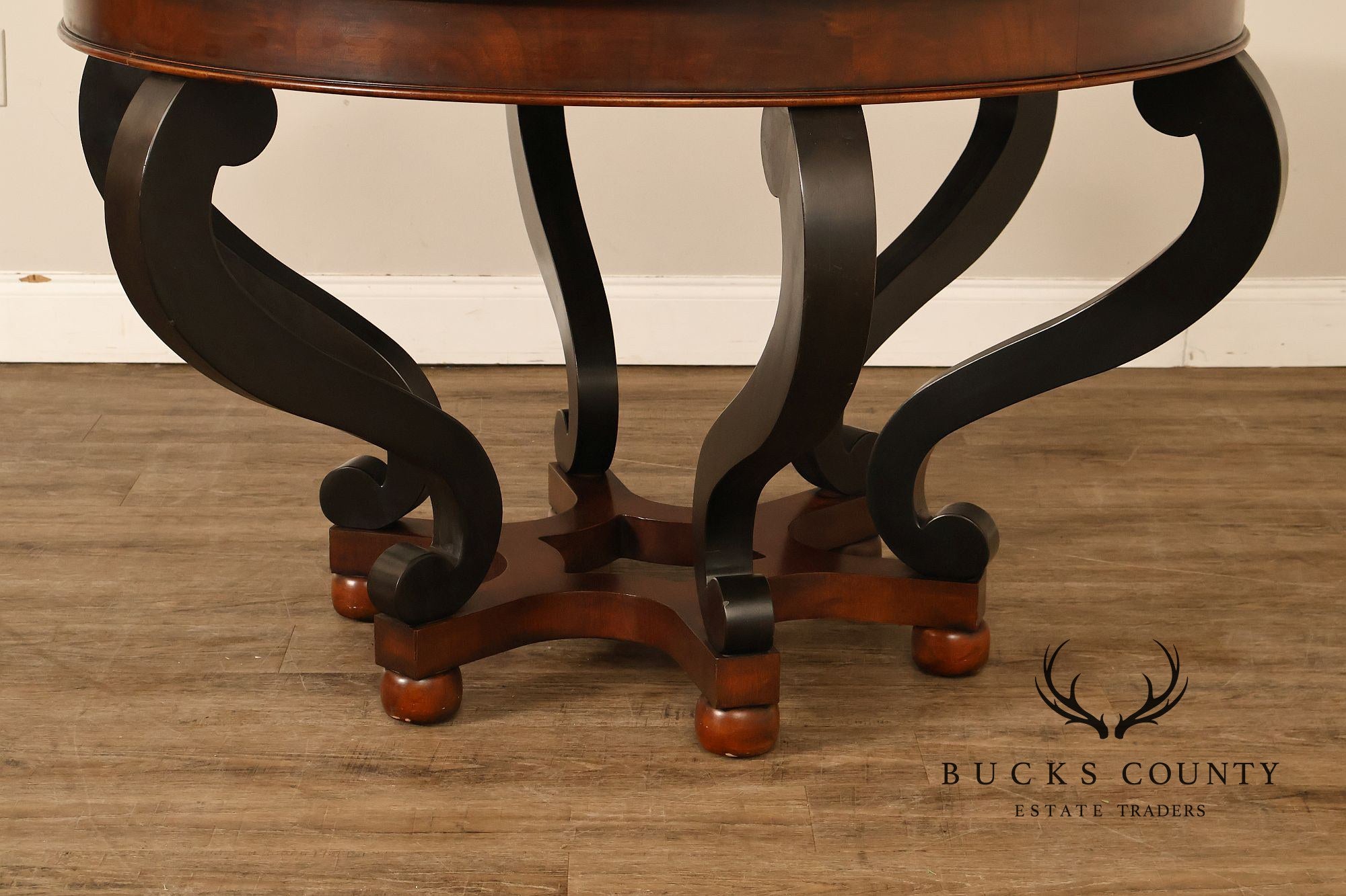 Henredon 48 Inch Round Inlaid Mahogany Center Table