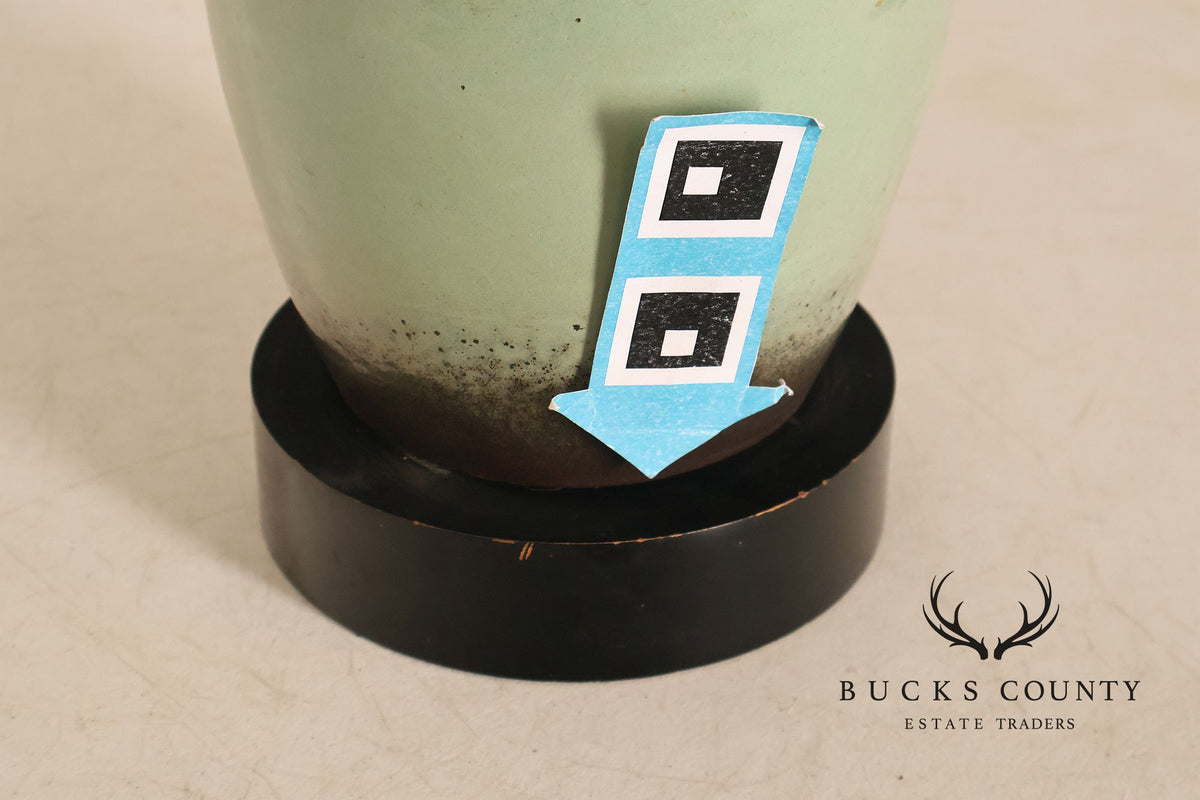 Asian Style Pair of Celadon Table Lamps