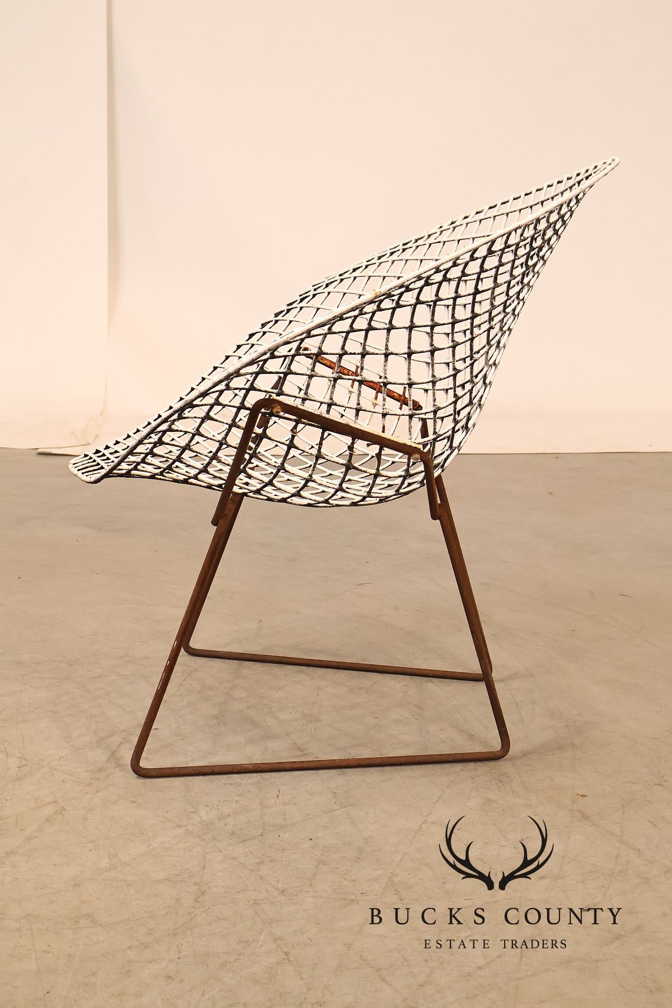 Mid Century Modern Harry Bertoia Style Diamond Wire Lounge Chair