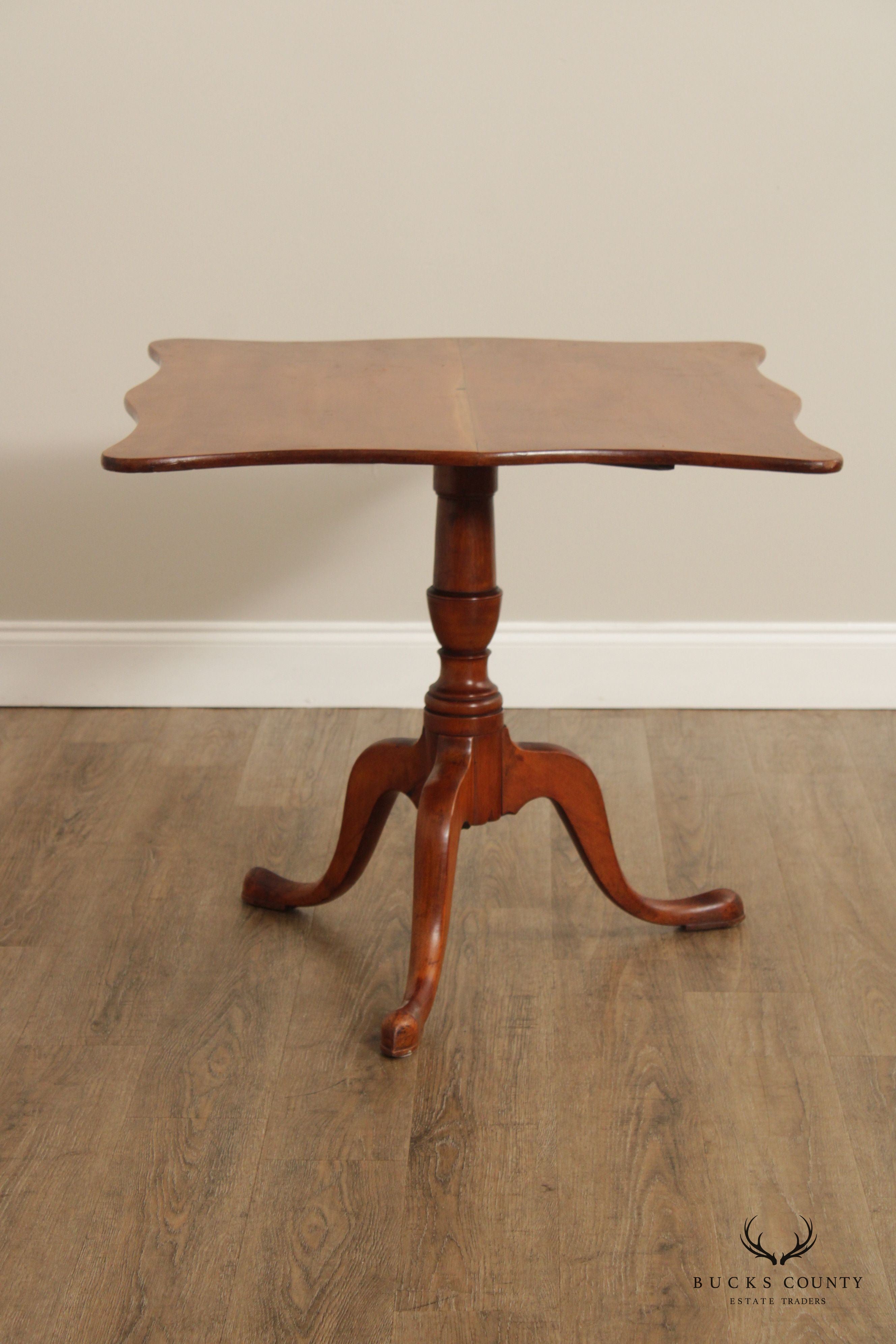 Antique Early American Cherry Tilt Top Tea Table