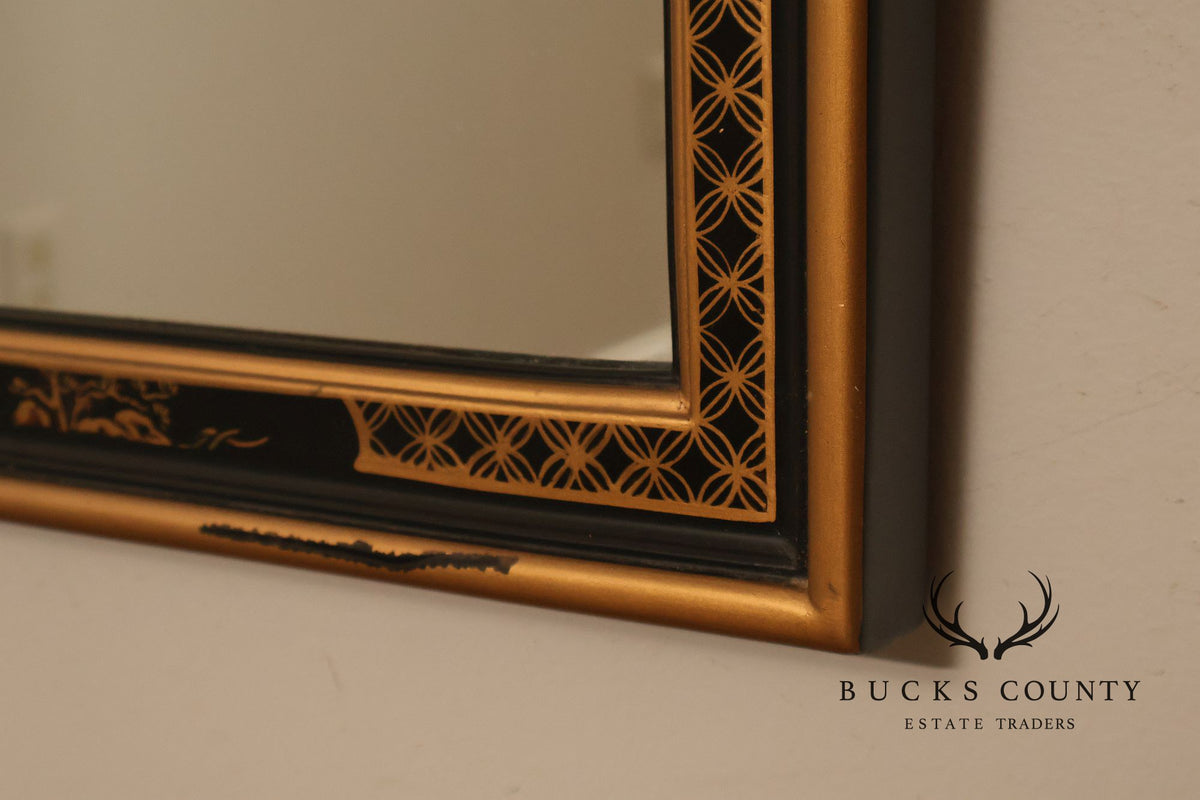 Chinoiserie Black Lacquer And Gilt Decorated Wall Mirror