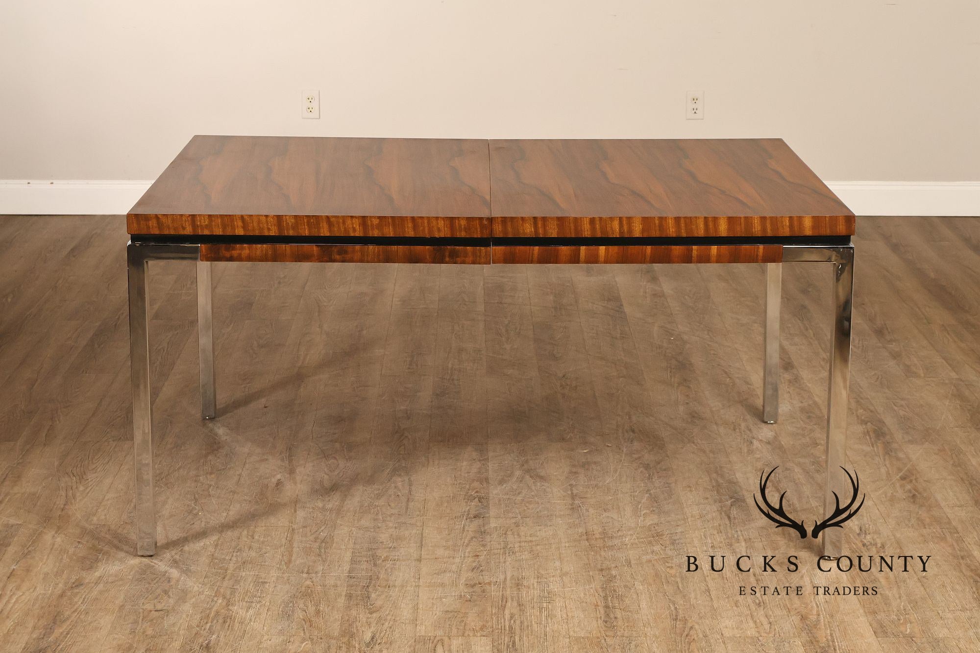 Mid Century Modern Expandable Rosewood and Chrome Dining Table