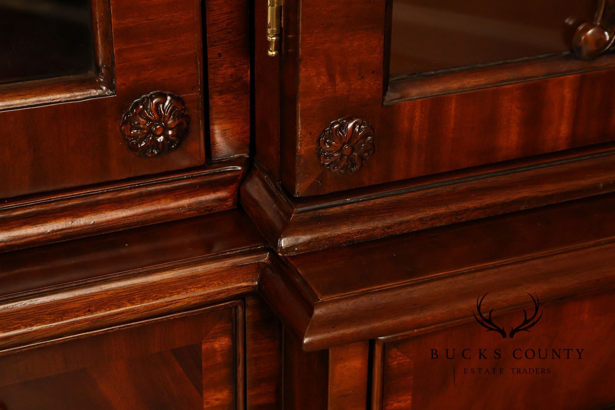 Maitland Smith Georgian Style Large Mahogany Breakfront Bookcase