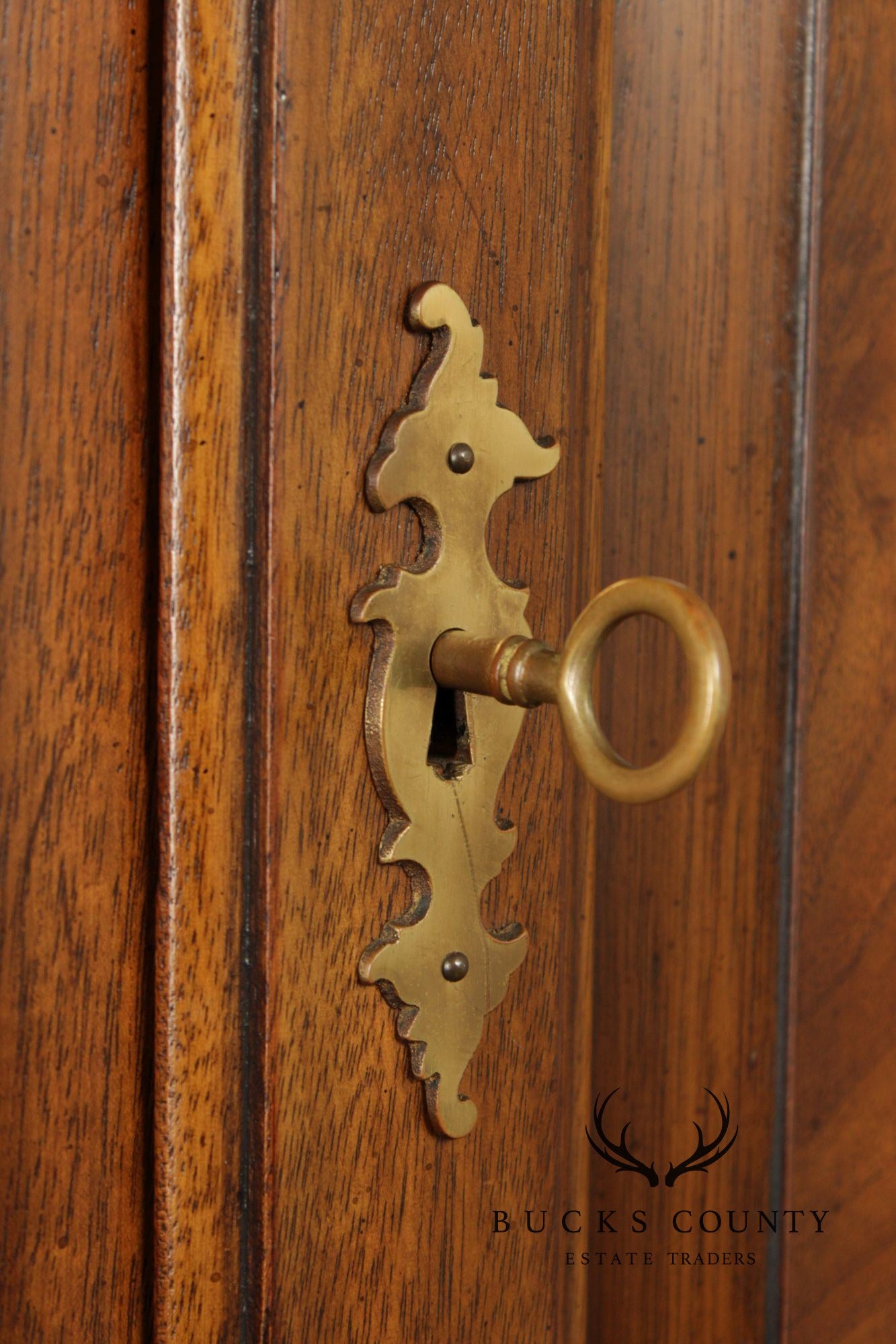 Chippendale Style Burled Walnut Bombe Secretary Desk Bookcase By Heritage Heirloom