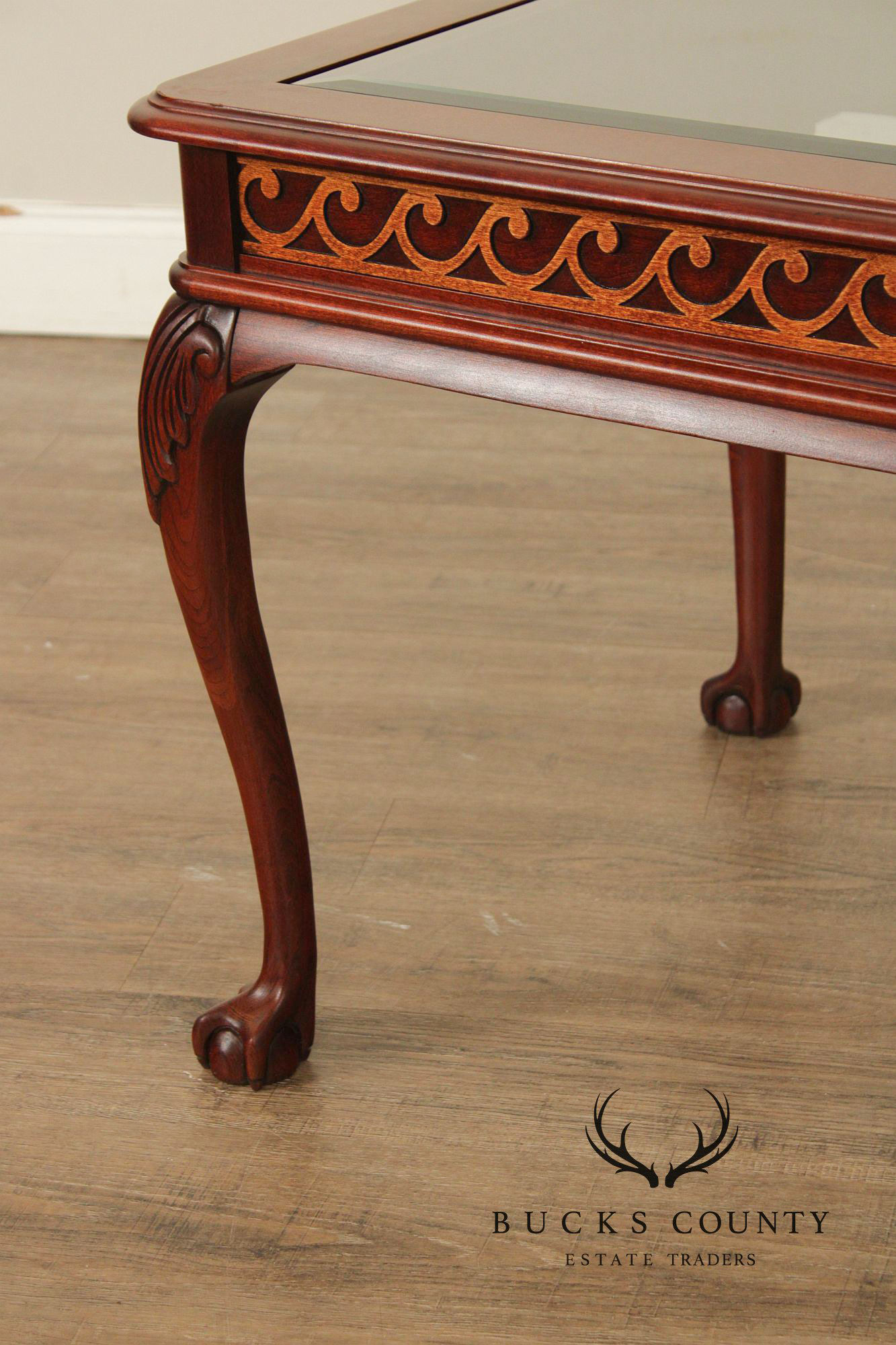 Georgian Style Glass Top Cherry Side Table