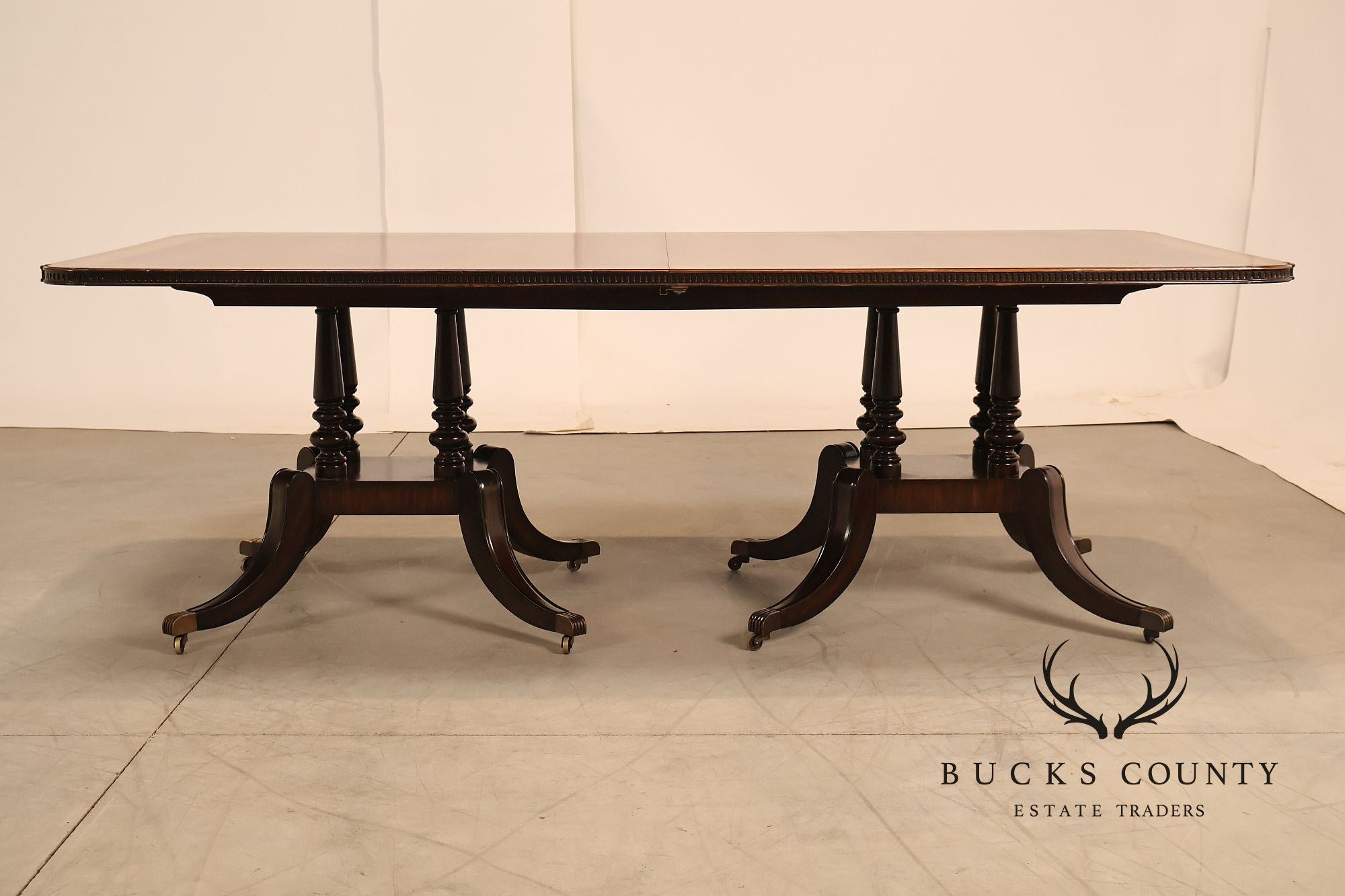 Maitland Smith Greek Key Mahogany & Satinwood Banded Dining Table