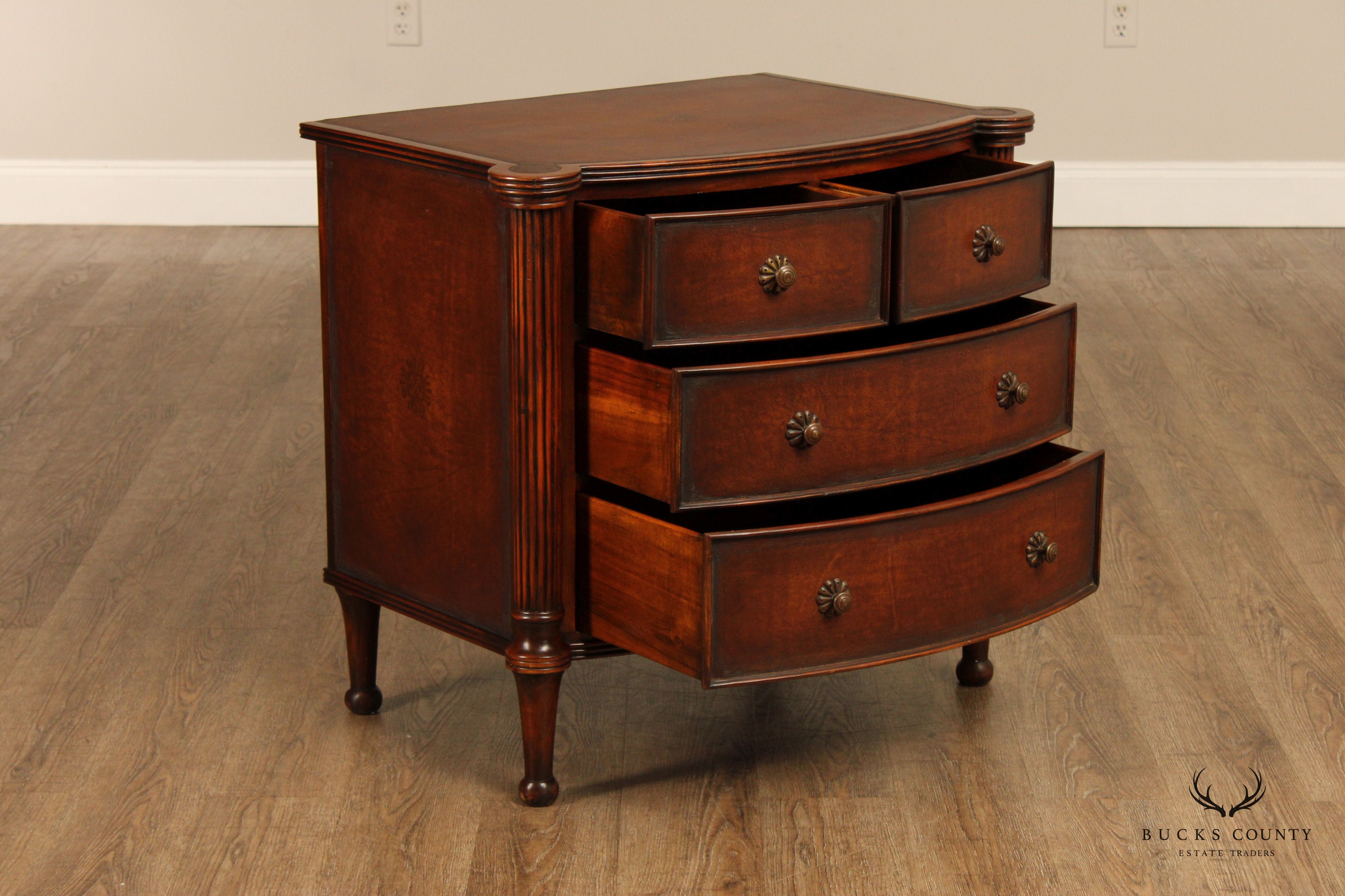 English Traditional Regency Style Mahogany And Leather Nightstand Chest