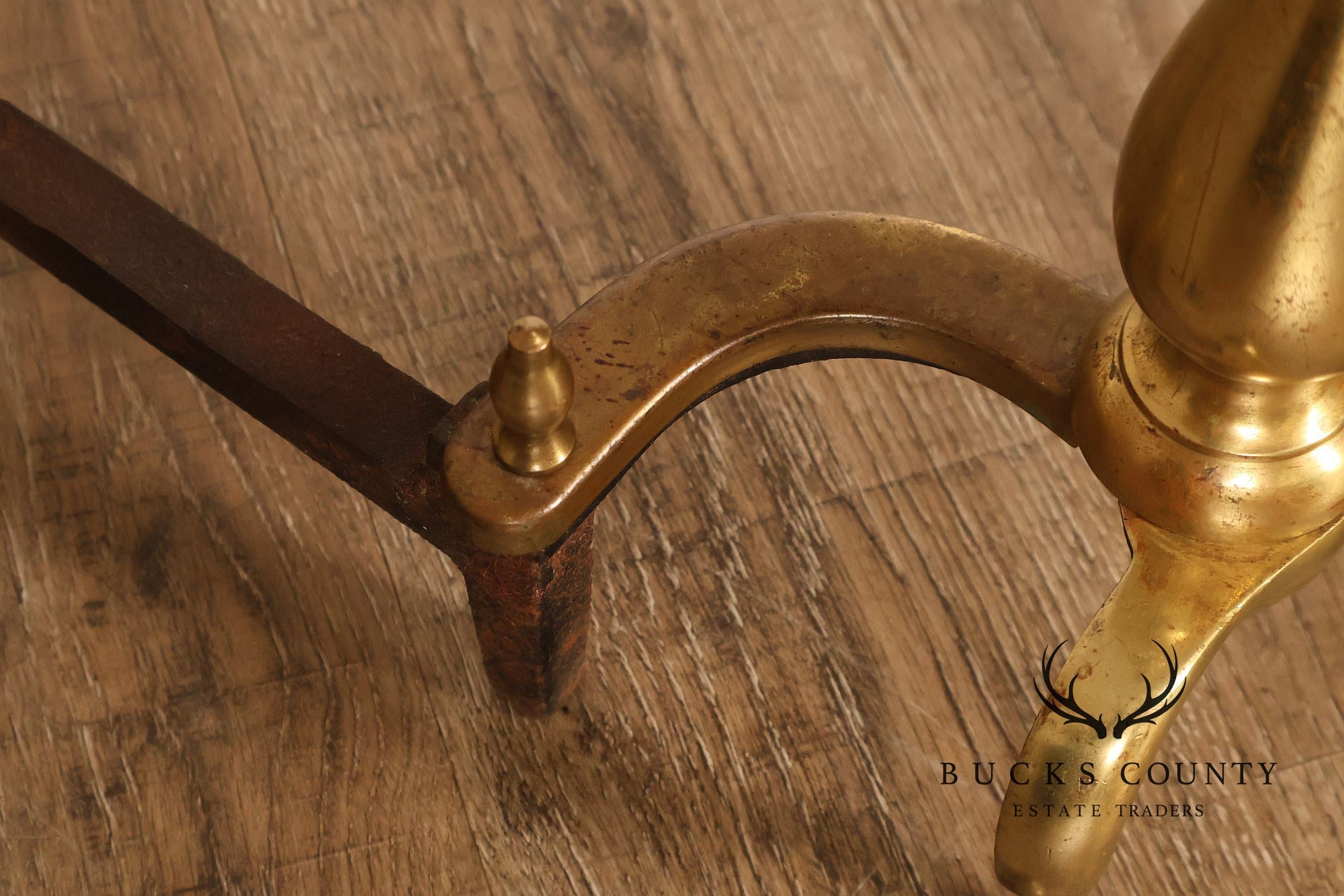 Puritan Federal Style Pair of Brass Andirons