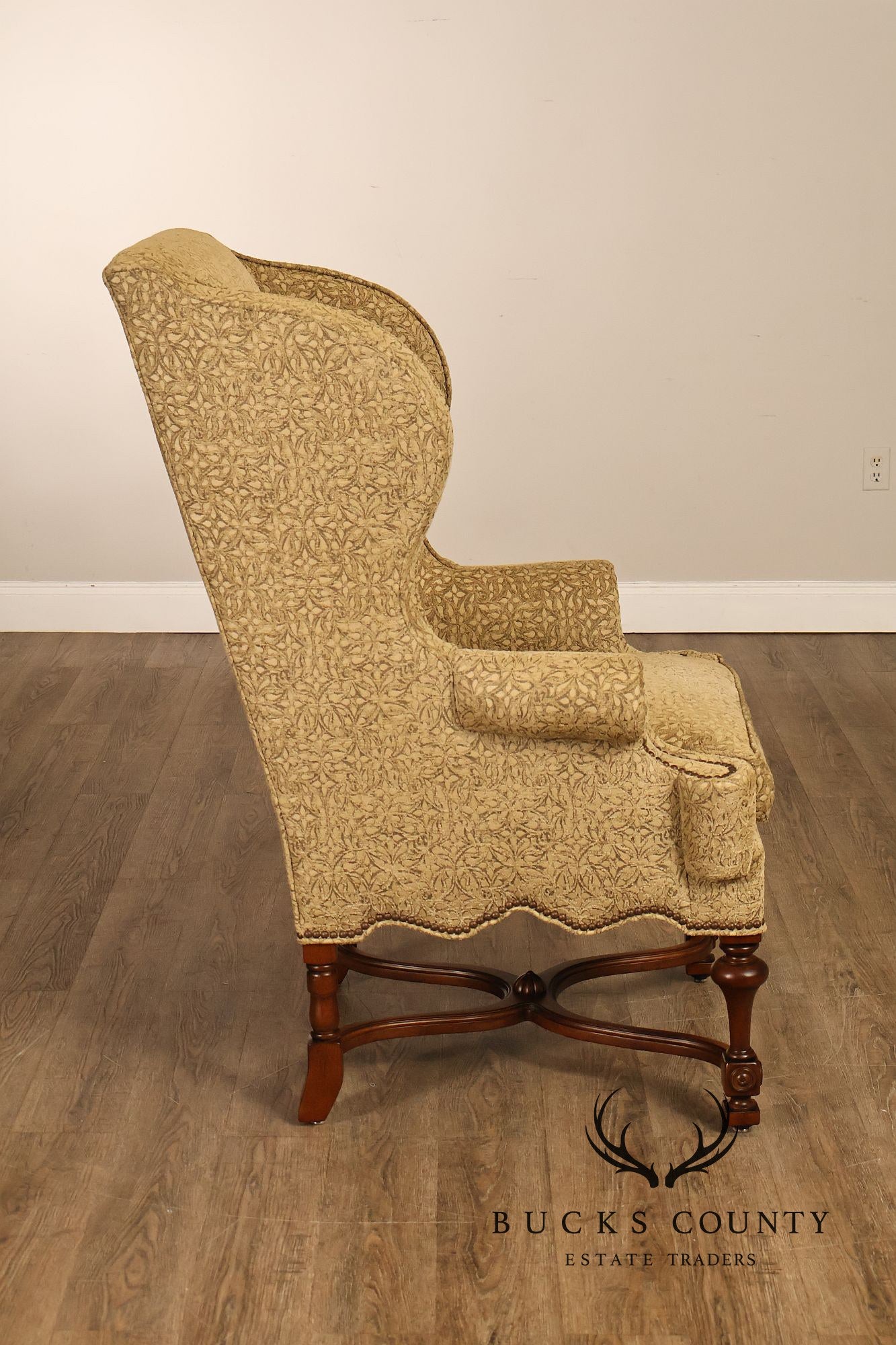Lee Jofa Pair Of Custom Upholstered Wingback "Mayfair" Armchairs