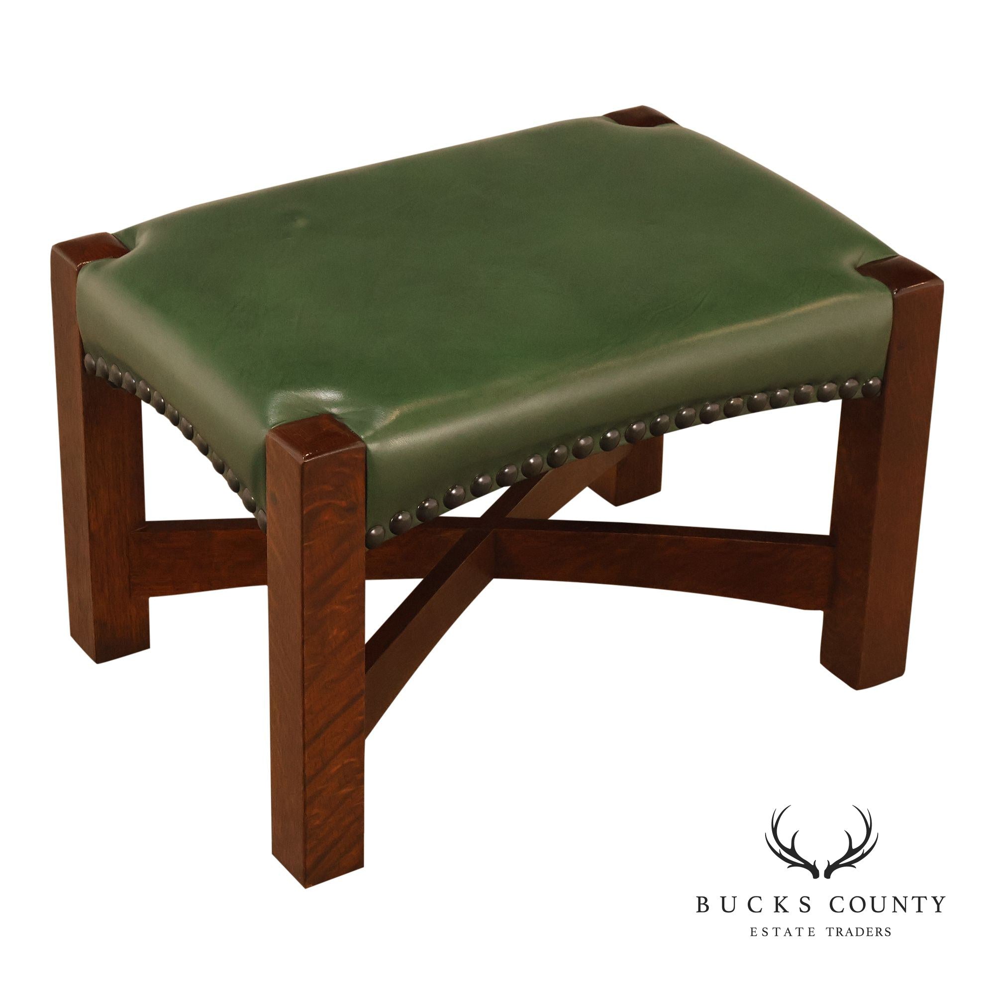 Stickley Mission Collection Oak and Leather Eastwood Footstool