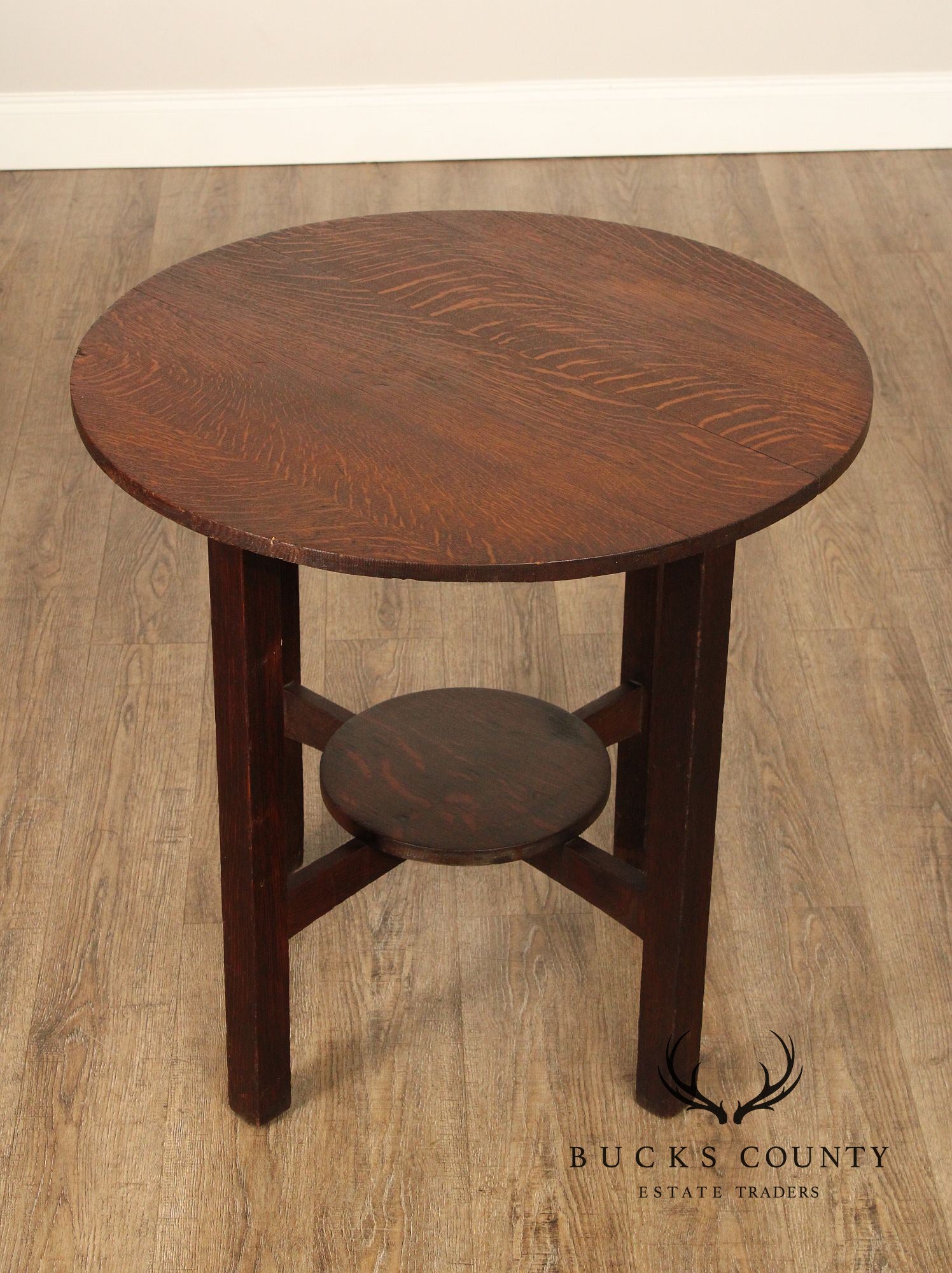 J.M. Young & Sons Antique Mission Oak Round-Top Side Table