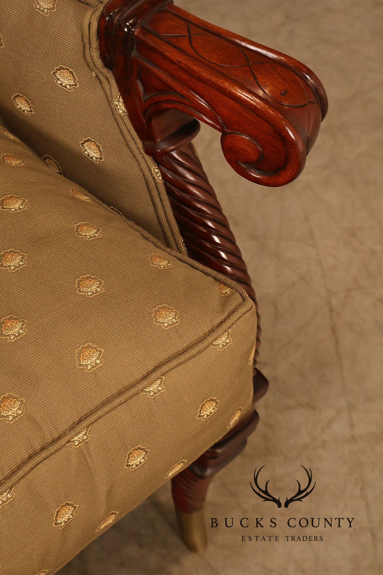 Highland House For Harrods Pair Of Mahogany Neoclassical Lounge Chairs