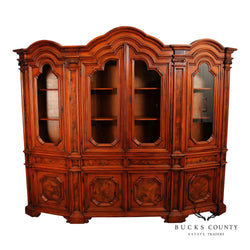 Italian Burlwood Monumental Library Bookcase Cabinet