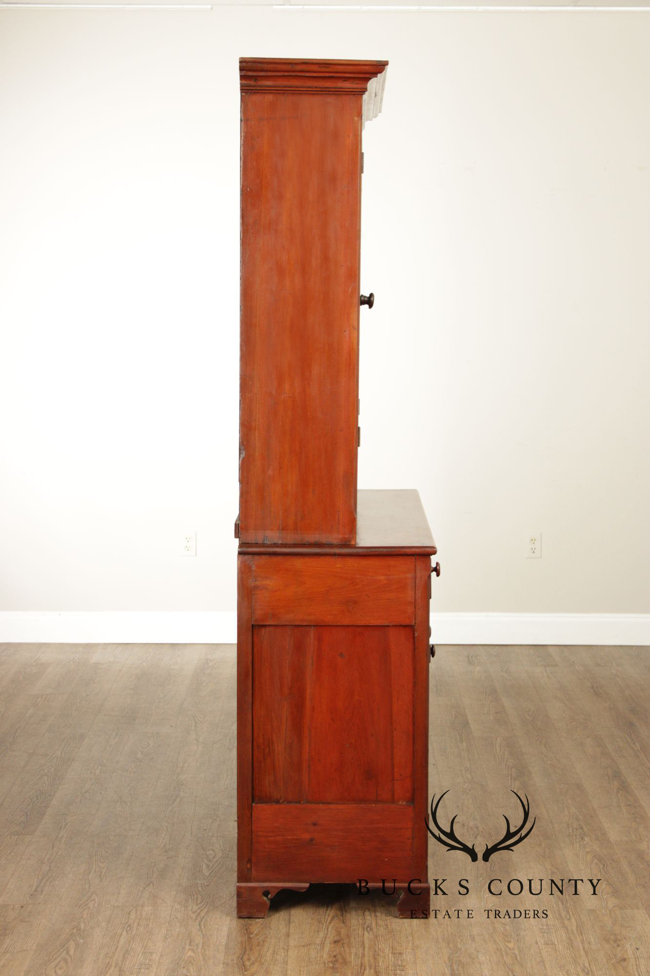 Antique American Cherry Dutch Cupboard Two Piece Hutch Cabinet