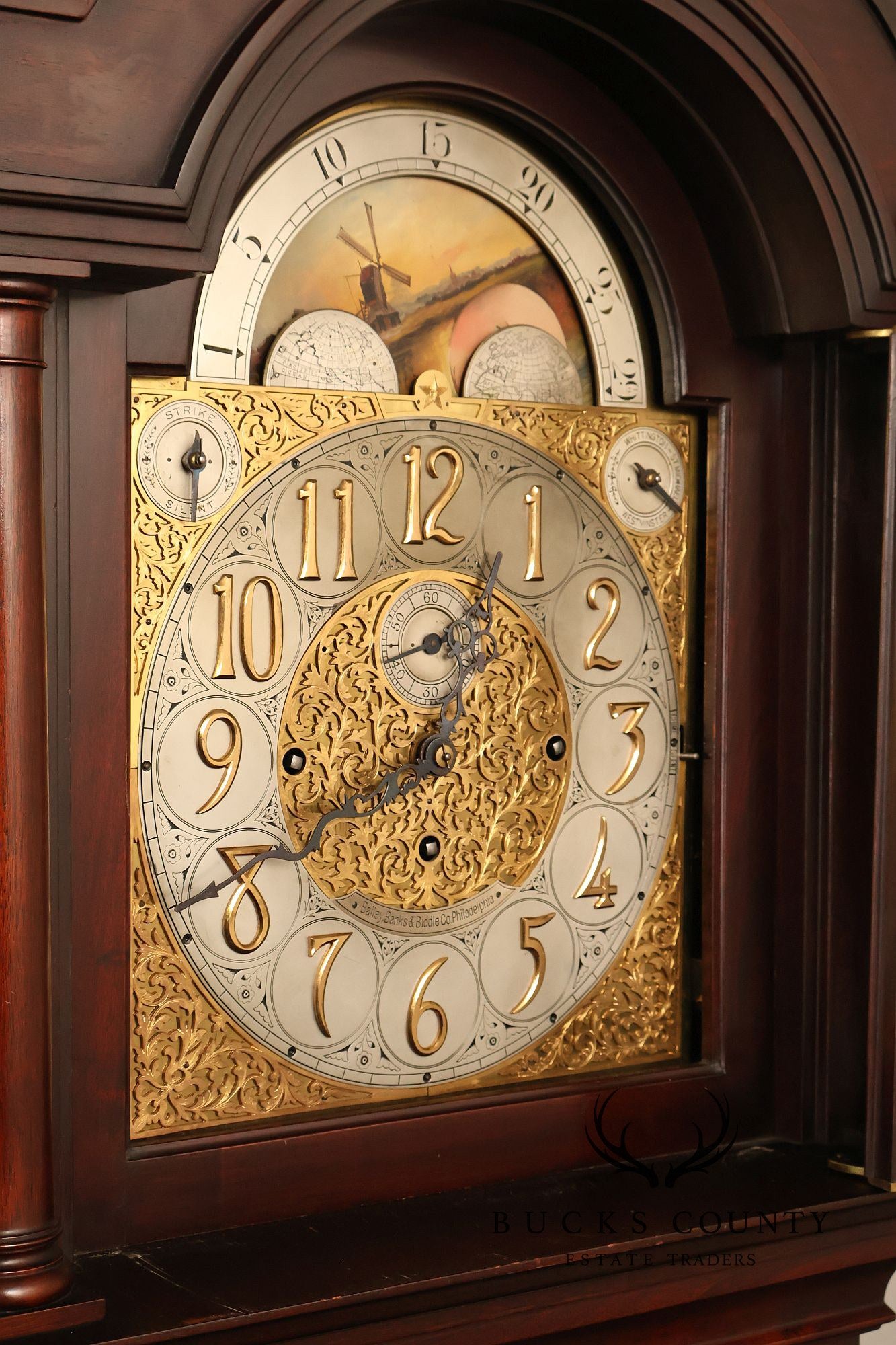 Baily Banks and Biddle  Antique Mahogany 9 Tube Grandfather Clock