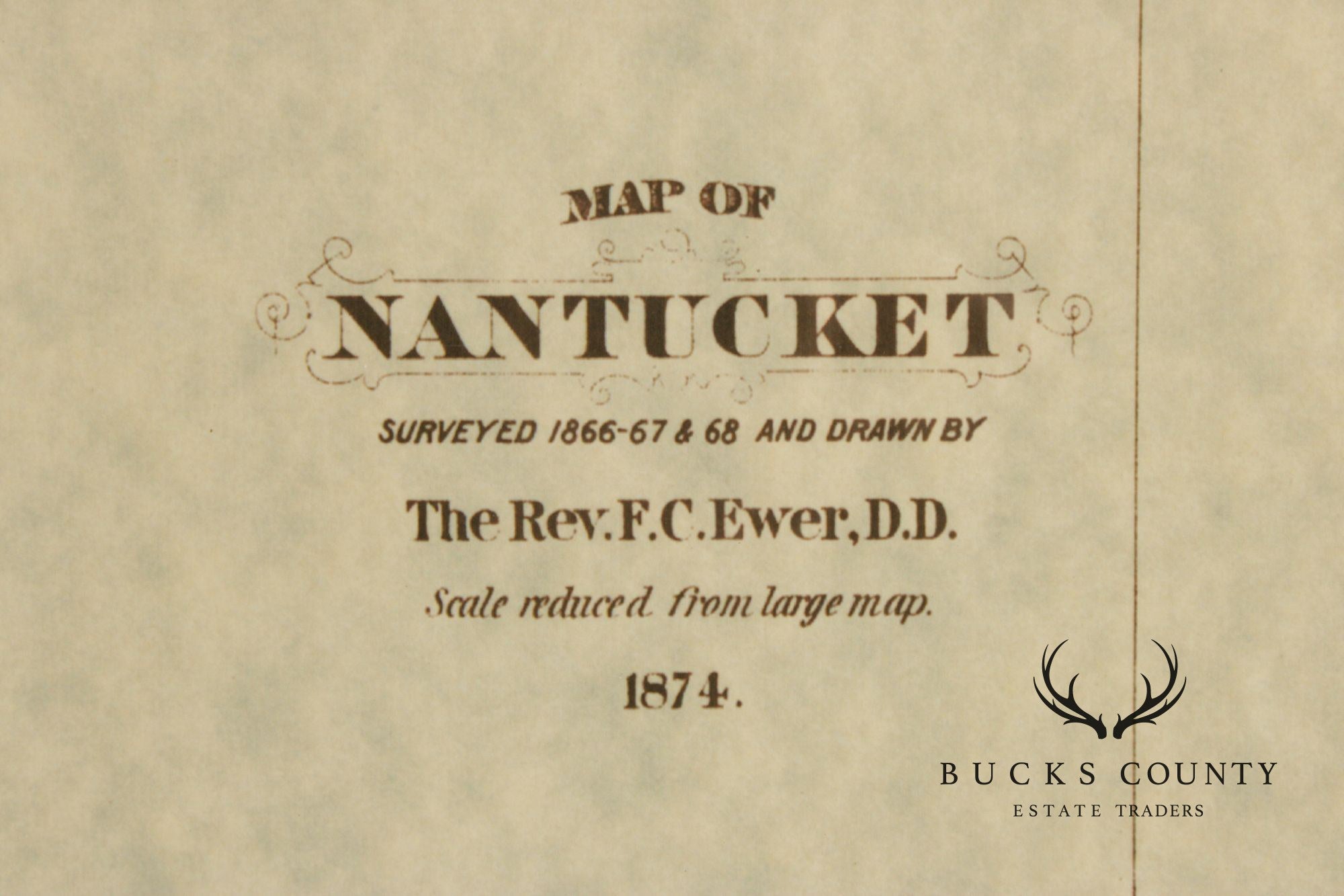 Framed Limited Edition 1874 Map of Nantucket