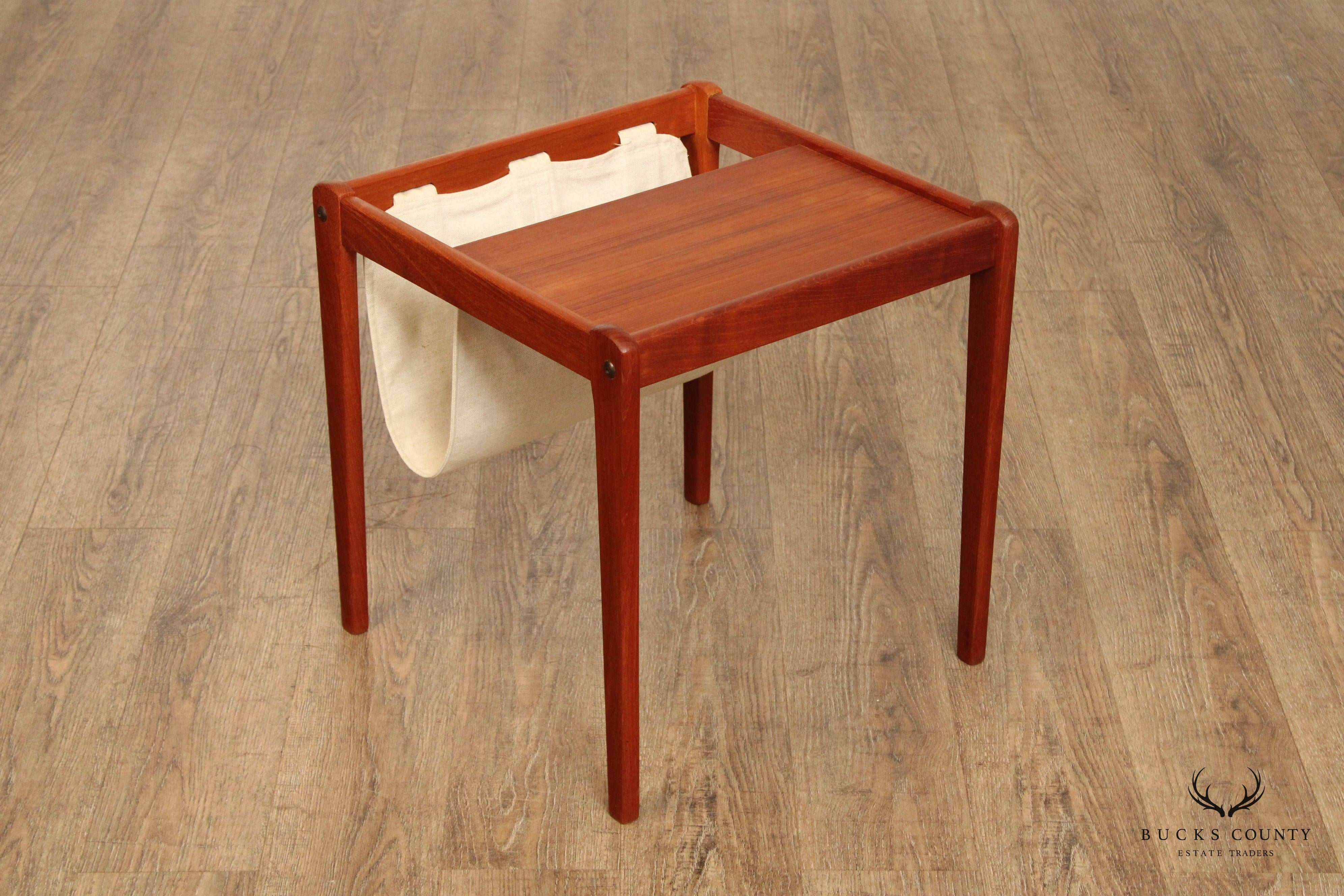 Brdr Furbo Danish Modern Teak and Linen Magazine Stand