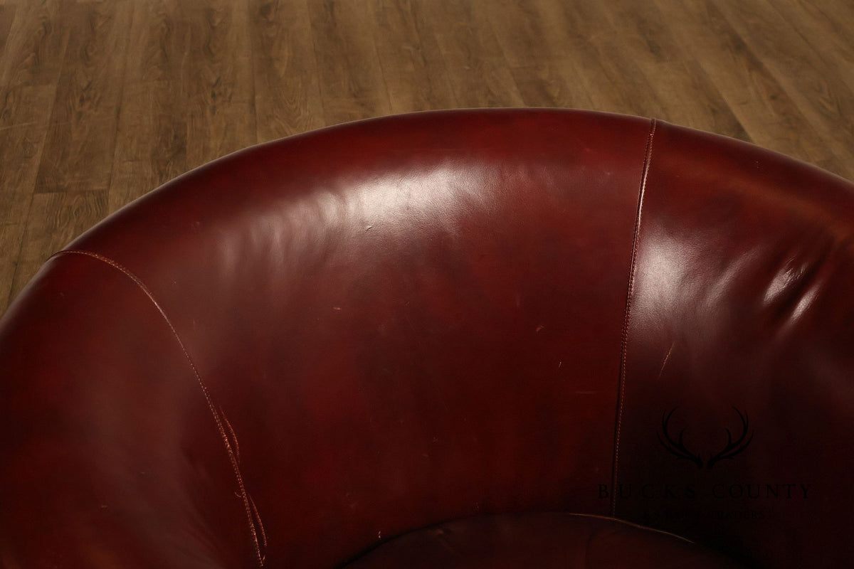 Old Hickory Tannery Burgundy Leather Nailhead Trim Club Chair