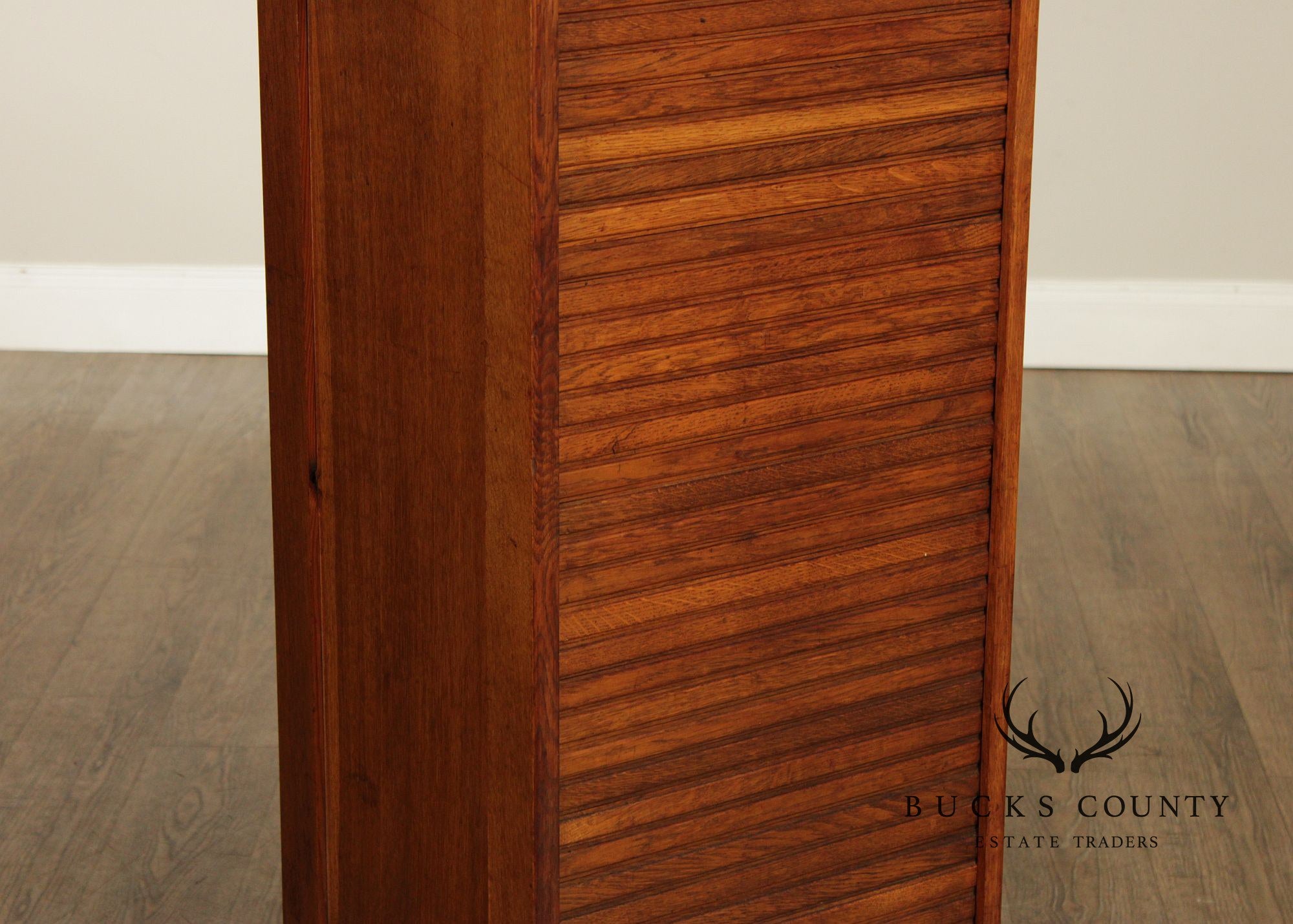 Antique Arts & Crafts Oak Tambour File Cabinet