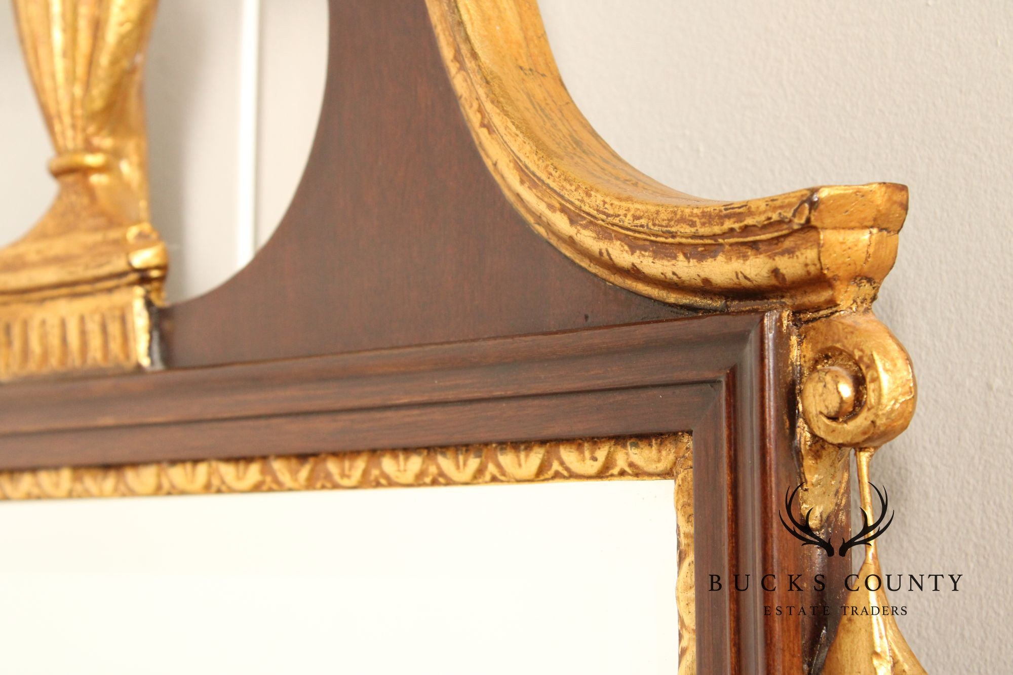 Friedman Brothers Chippendale Style Partial Gilt Mahogany Mirror