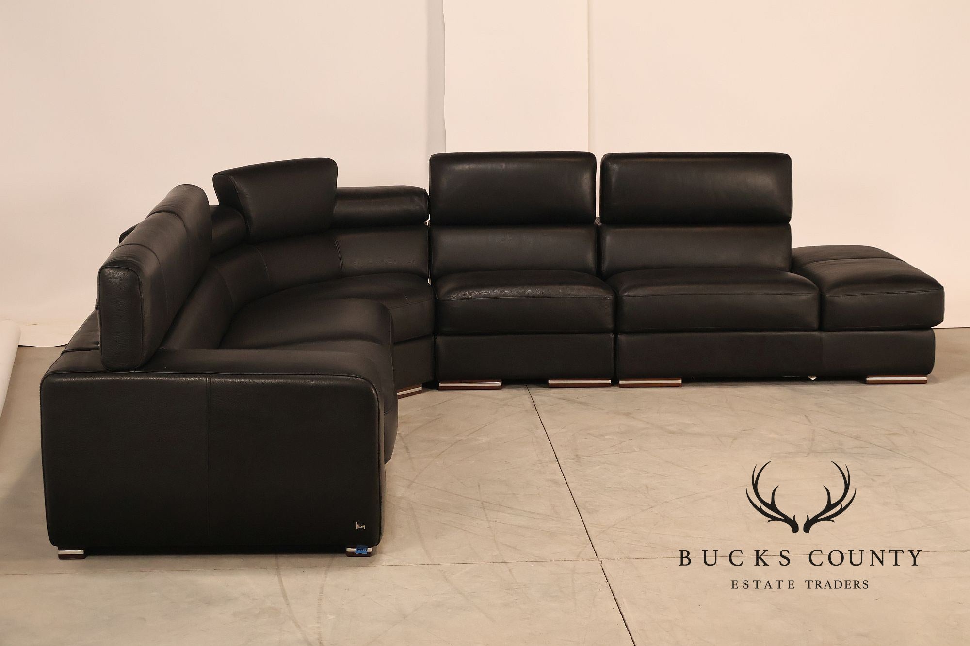 Italian Homes Contemporary Black Leather Sectional Sofa