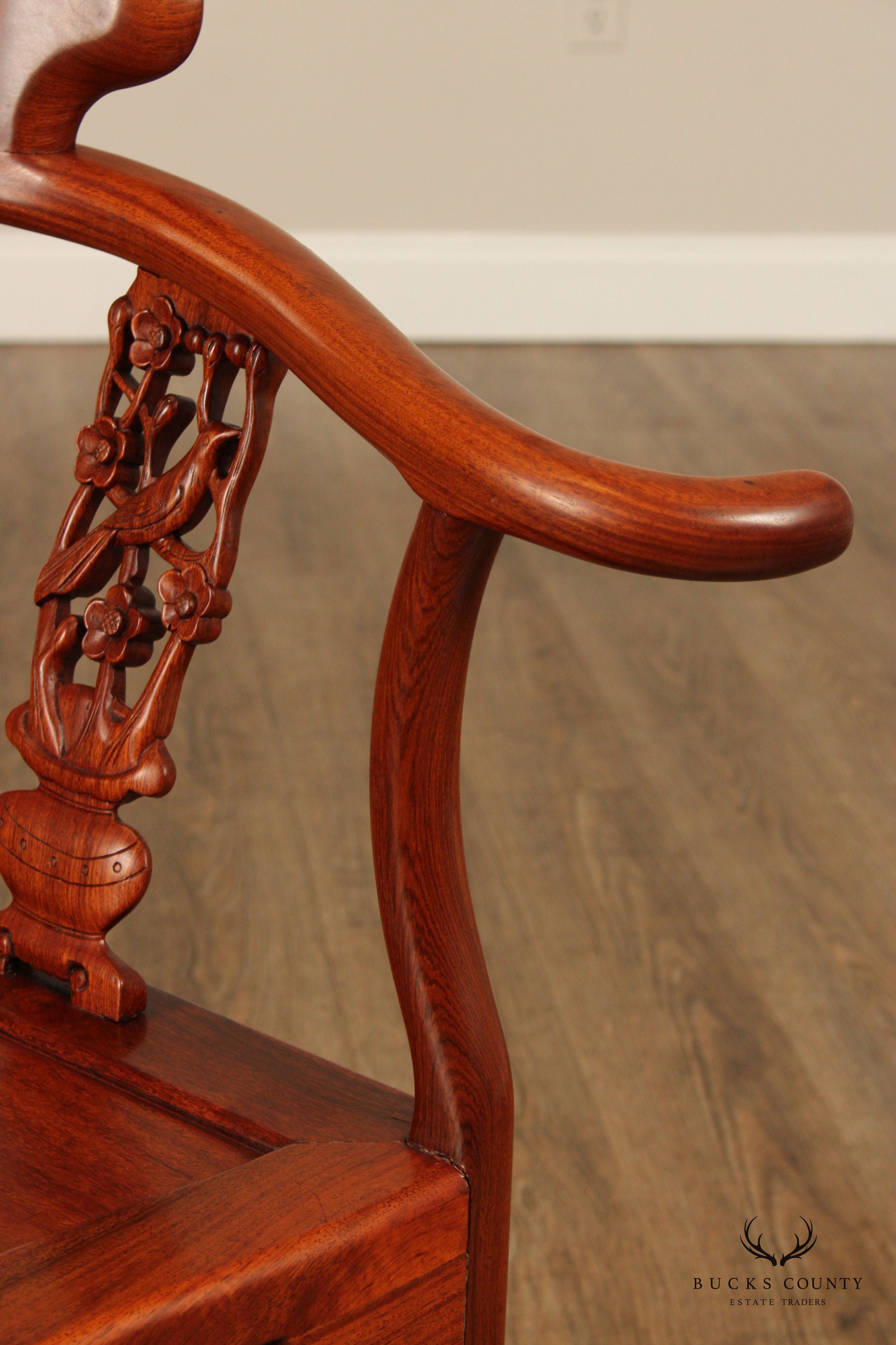 Chinese Rosewood Carved Corner Chair