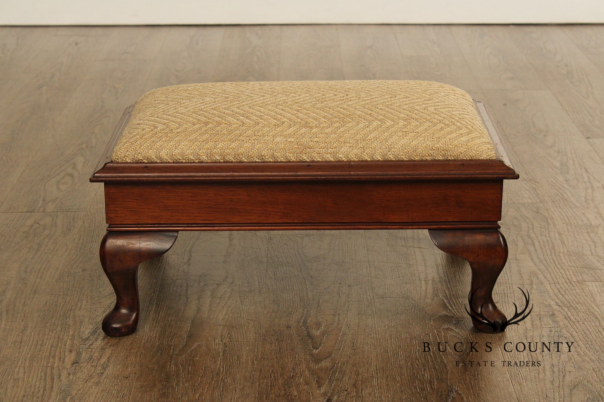 Vintage Mahogany Queen Anne Style Footstool