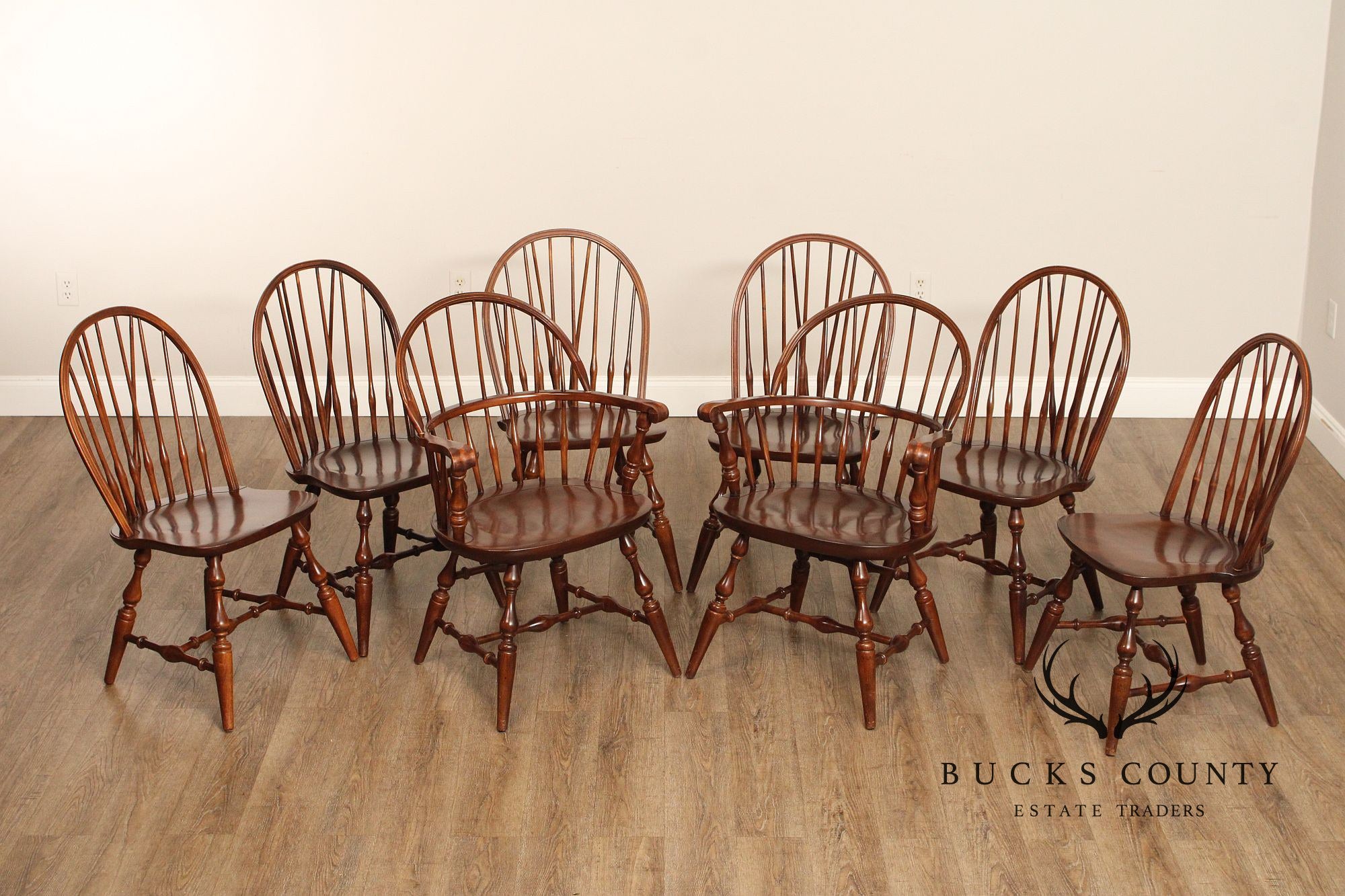 Nichols & Stone Vintage Set of Eight Windsor Dining Chairs