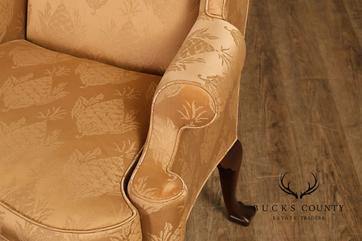Hickory Chair Chippendale Style Upholstered Wingback Armchair
