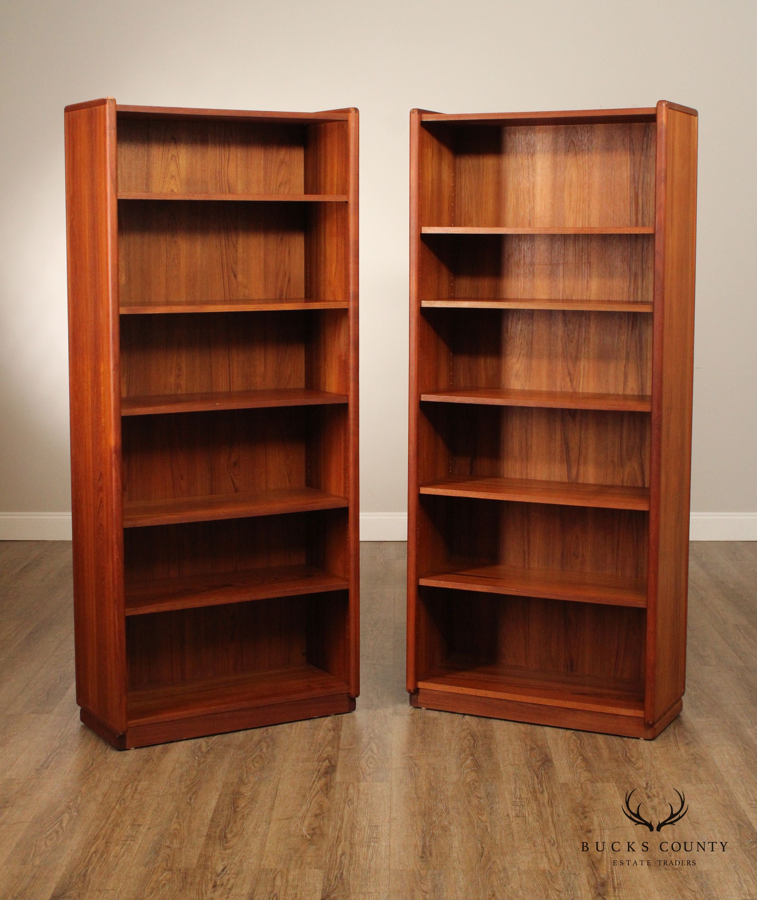 Danish Modern Vintage Pair Of TeakTall Open Bookcases