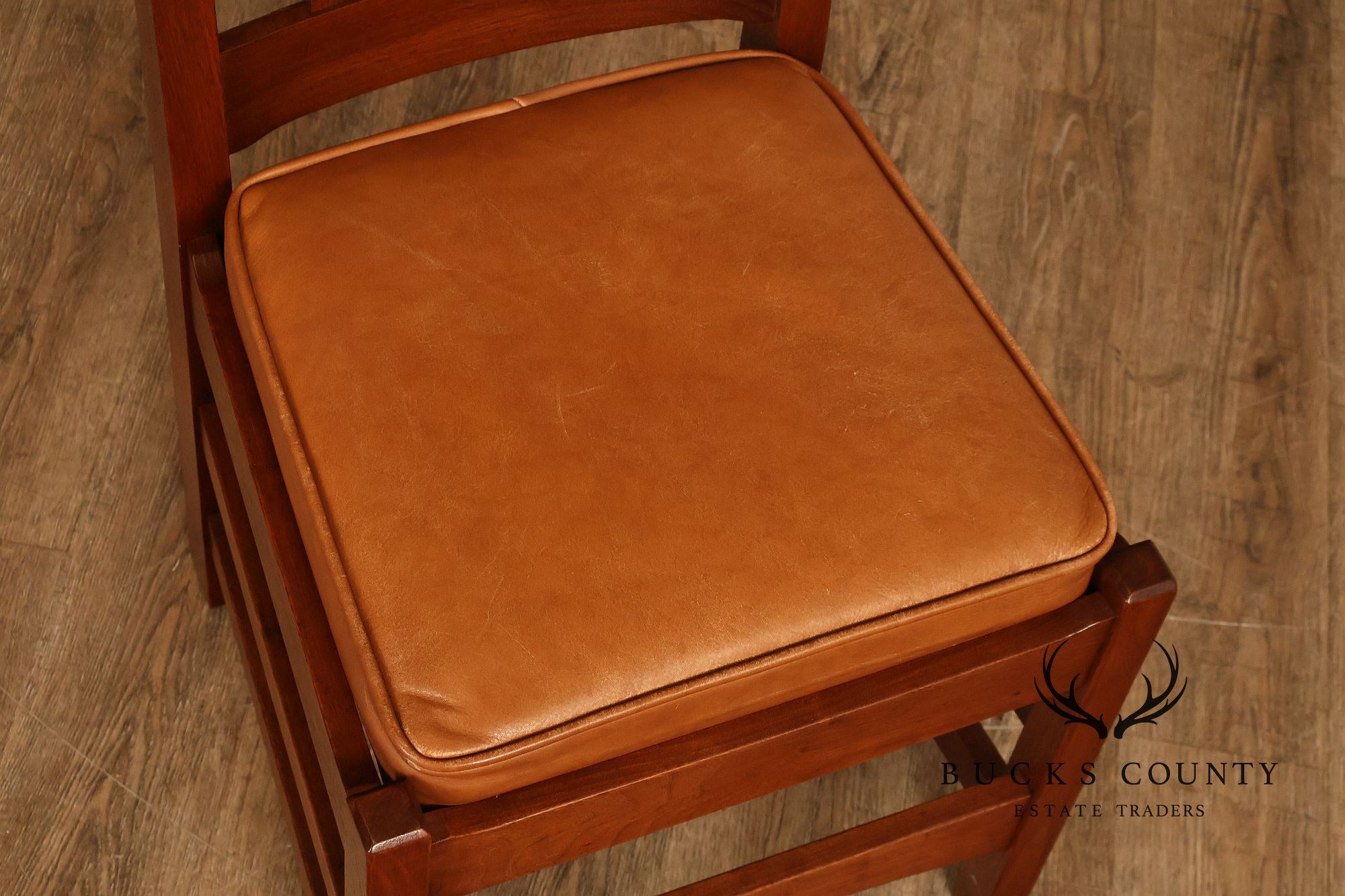 Mission Style Oak And Leather Dining Chairs