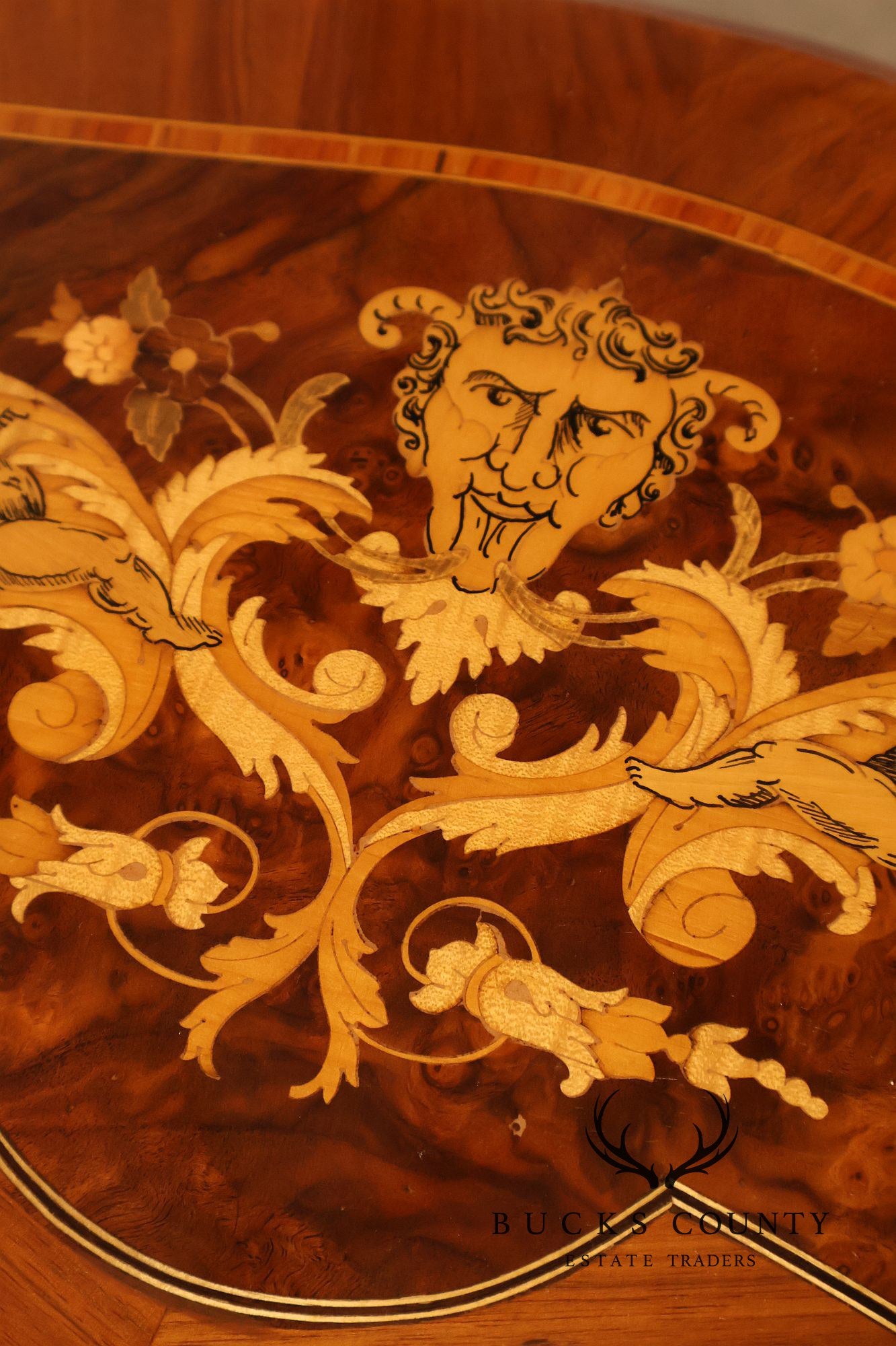 Italian Baroque Style Marquetry Inlaid Center Table