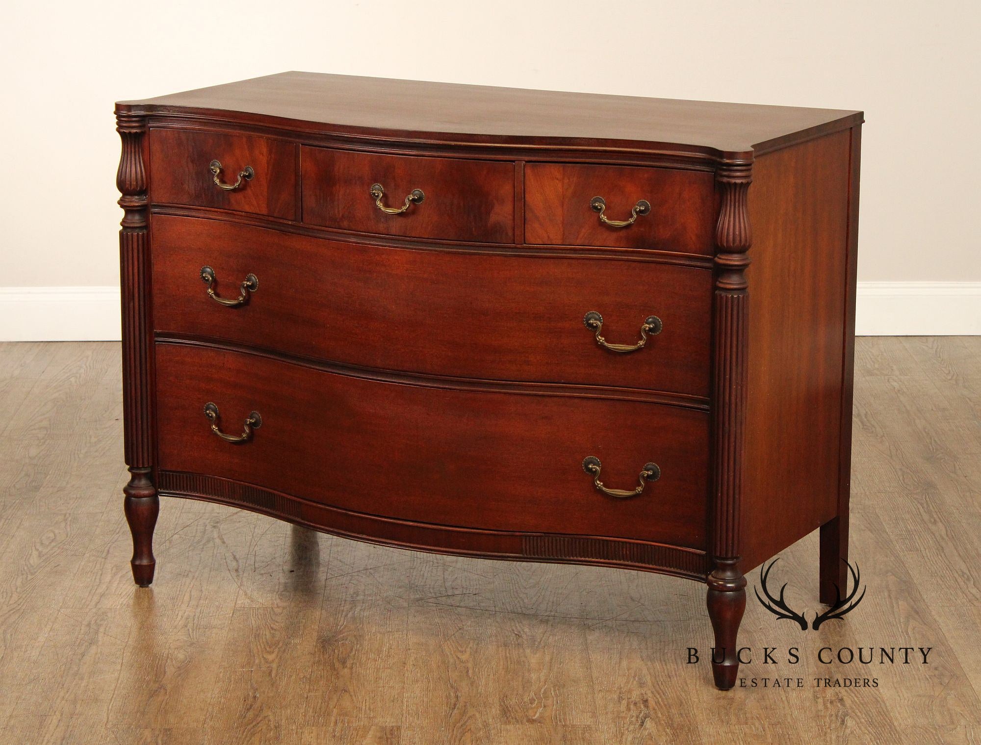 1940's Vintage Mahogany Serpentine Chest of Drawers