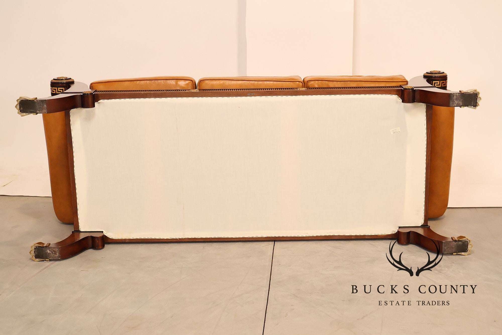Empire Style Sofa Mahogany And Leather Sofa With Gilt Bronze Mounts