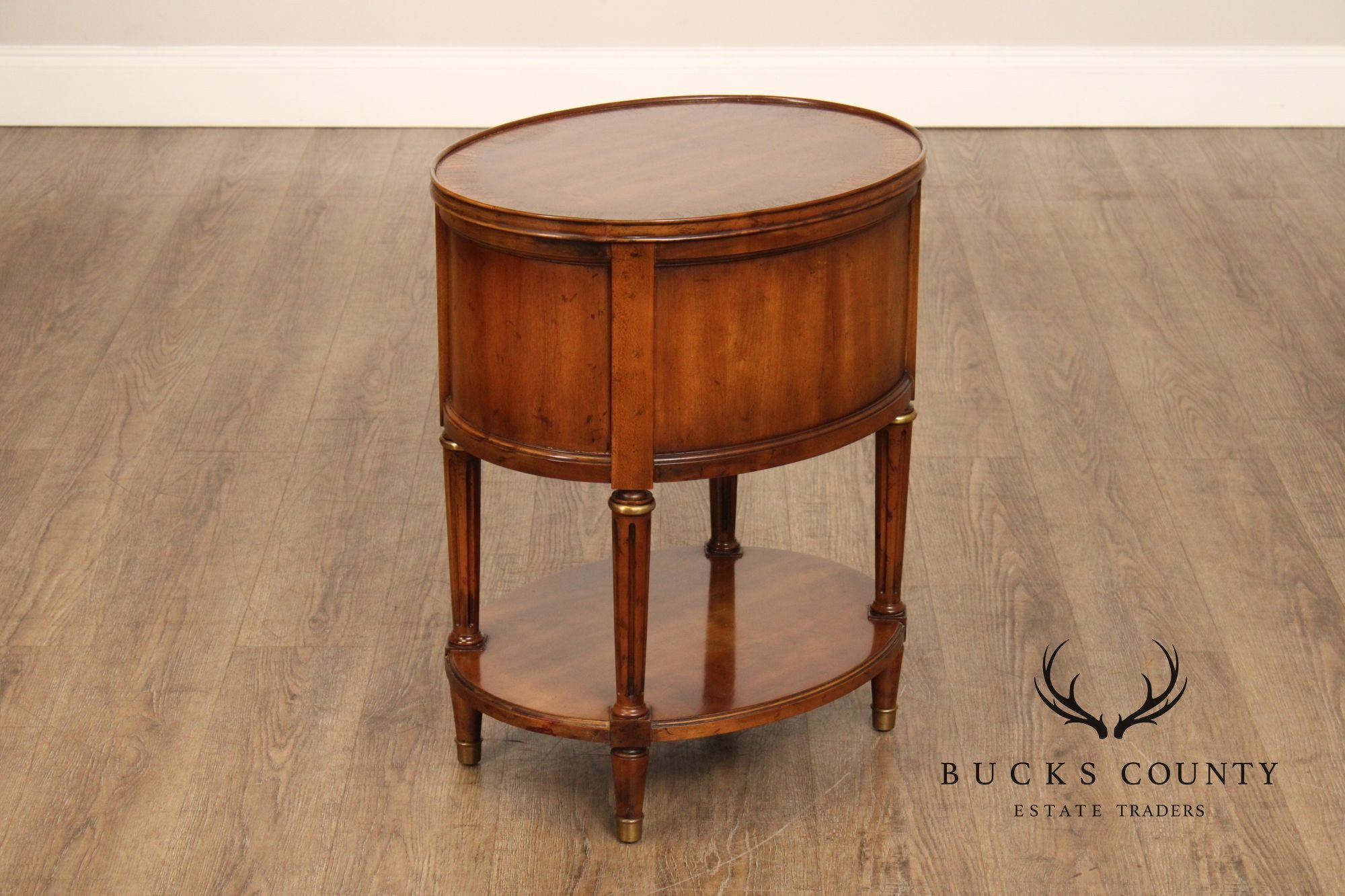 Heritage French Louis XVI Style Walnut Oval Side Table