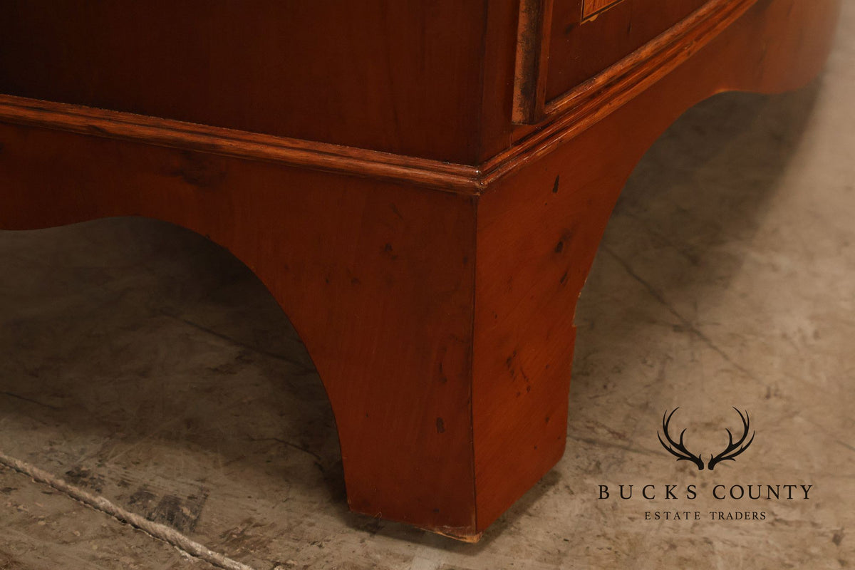 Georgian Style Inlaid Yew Wood Bow Front Bookcase Bureau China Cabinet