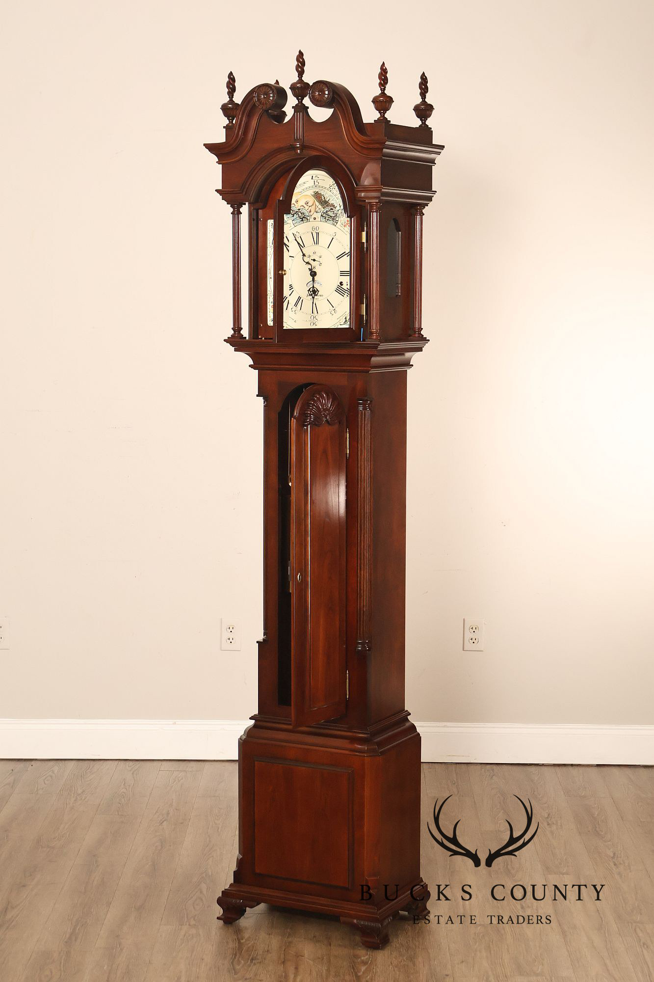 Sligh John Goddard Cherry Newport Tall Cased Grandfather Clock